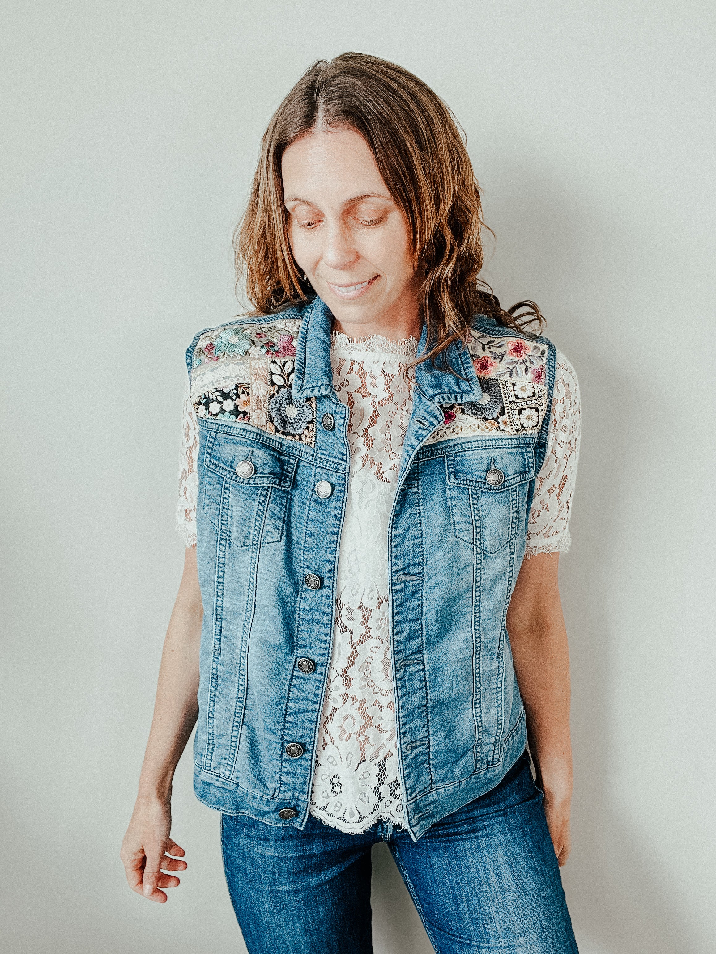 Denim Vest Embroidery- Large