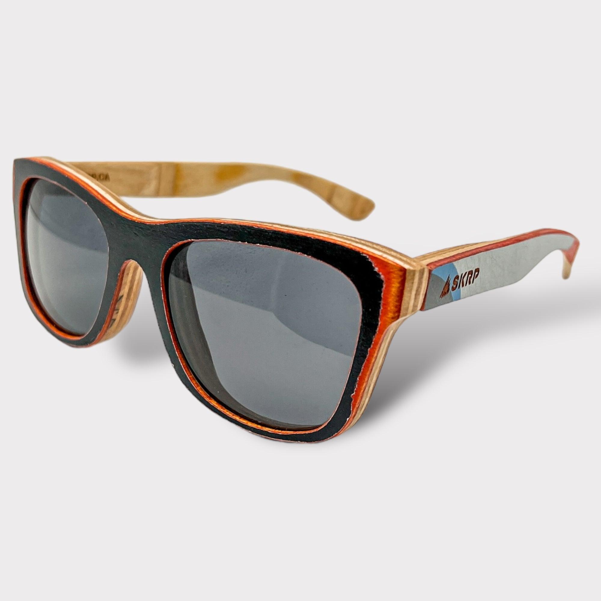 Upcycled Wooden Skateboard Sunglasses - Wayfarer Style - Upcycleco