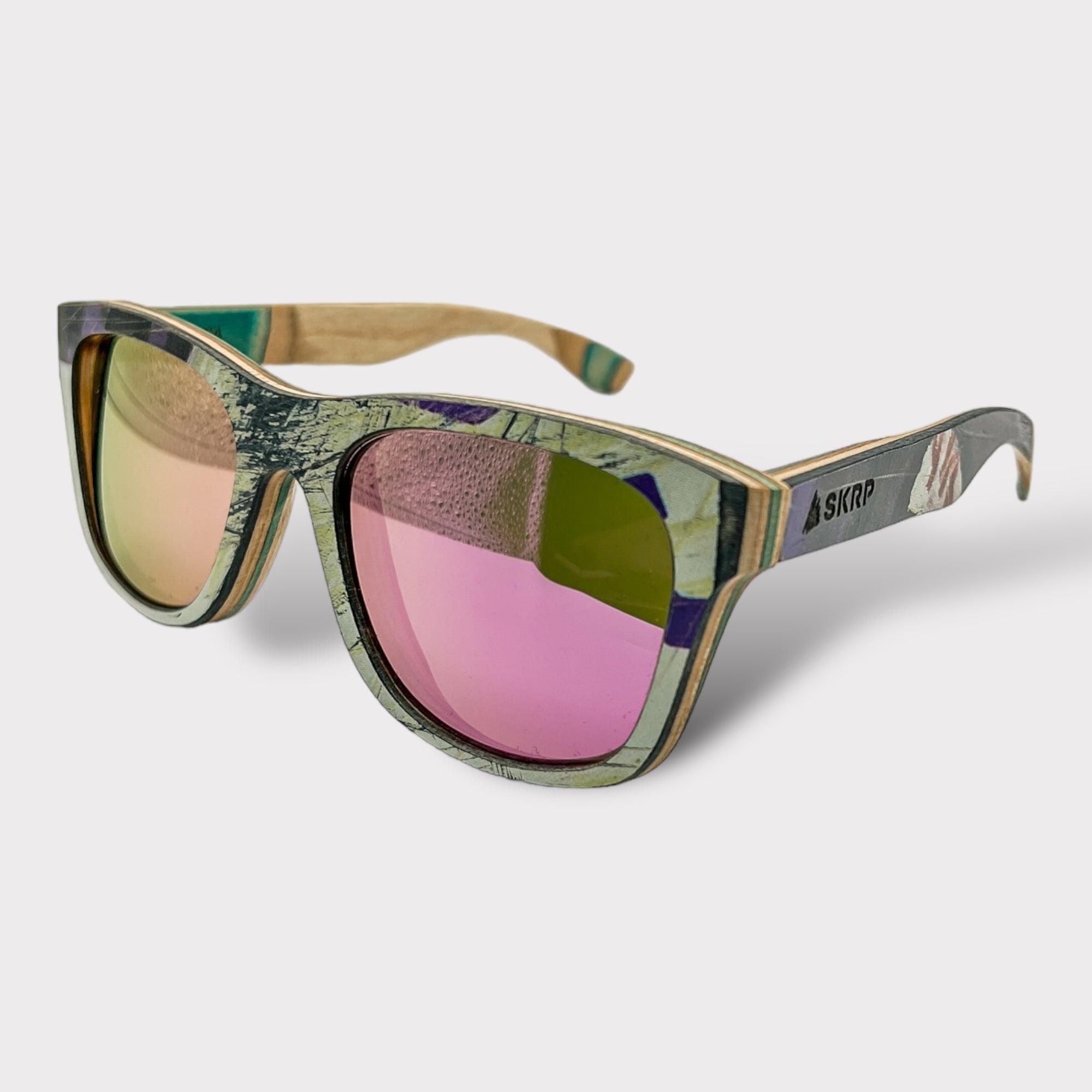 Upcycled Wooden Skateboard Sunglasses - Wayfarer Style - Upcycleco