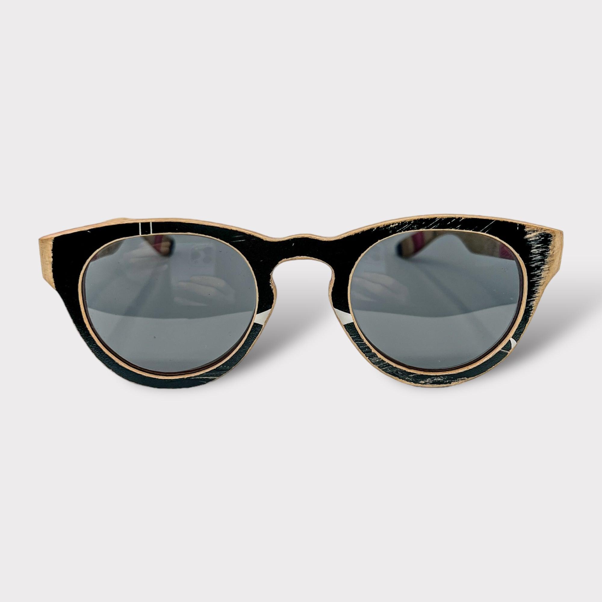 Upcycled Wooden Skateboard Sunglasses - Round - Upcycleco
