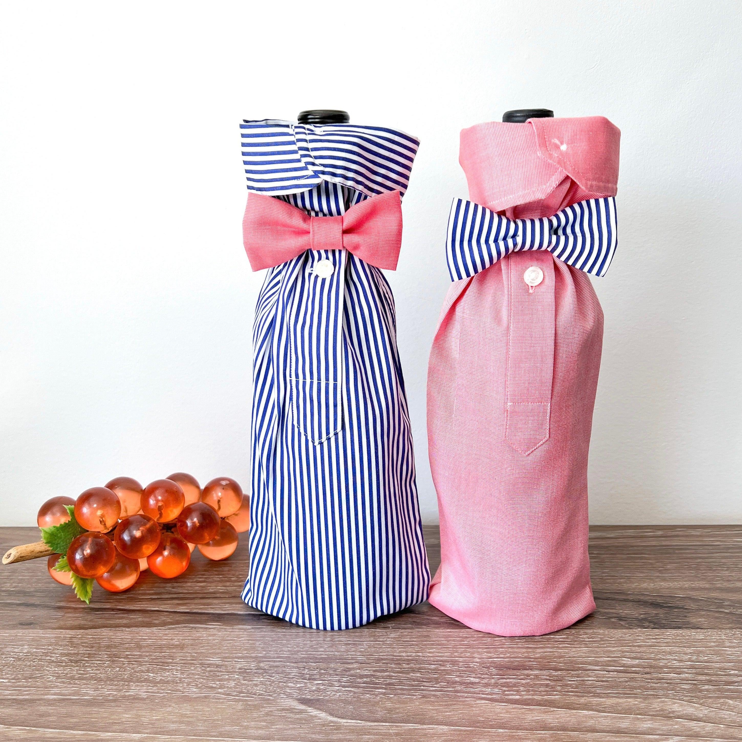 Reusable Wine Bags, Crafted from Dress Shirts for Eco-Friendly Sustainable Design