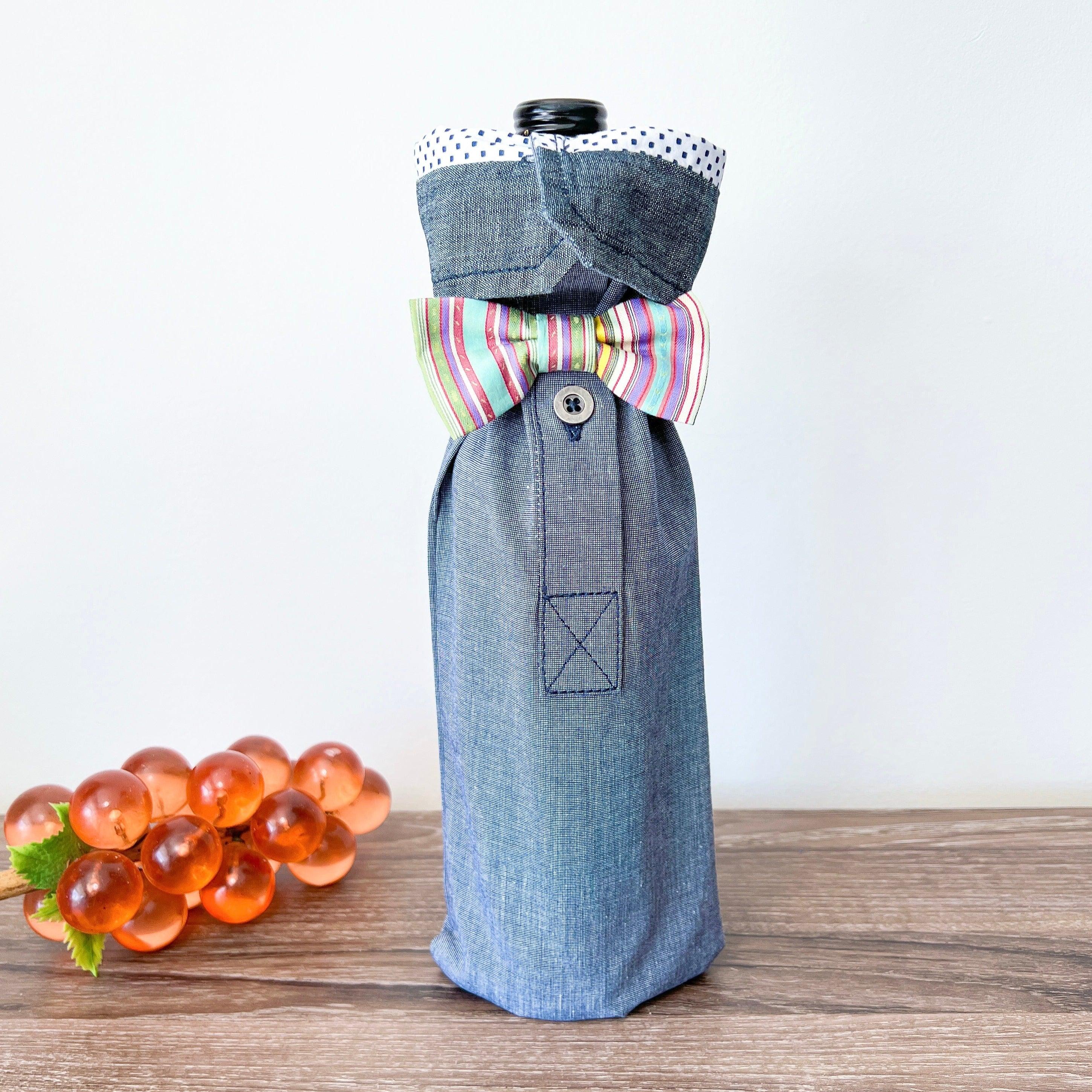 Reusable Wine Bags, Crafted from Dress Shirts for Eco-Friendly Sustainable Design