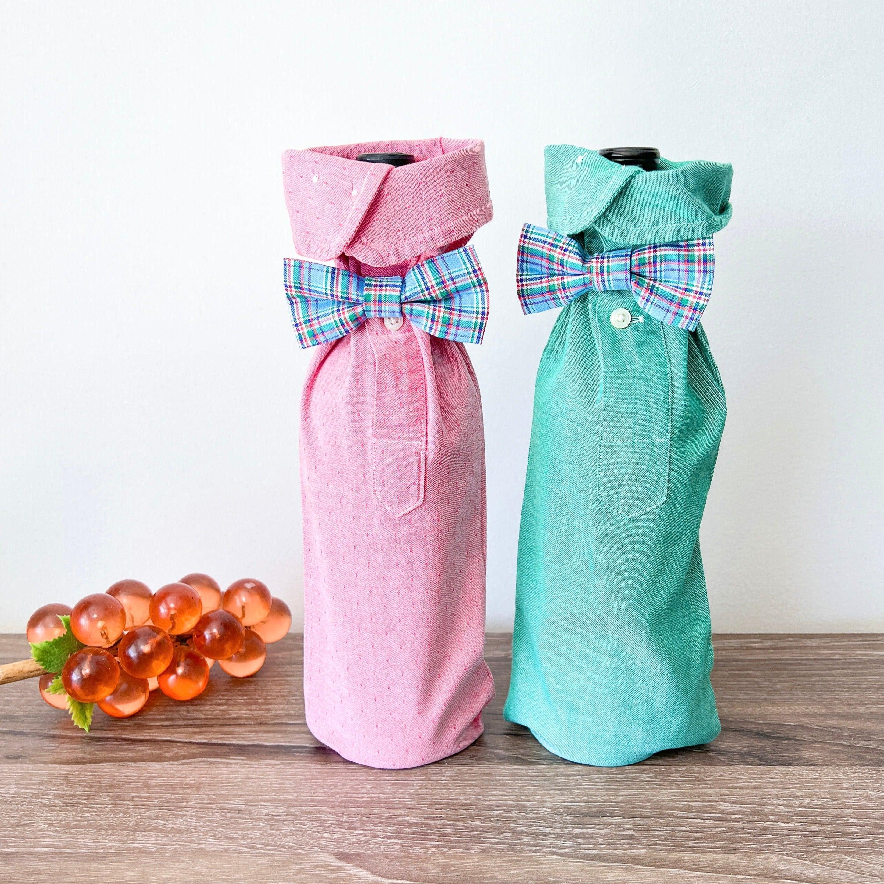 Reusable Wine Bags, Crafted from Dress Shirts for Eco-Friendly Sustainable Design