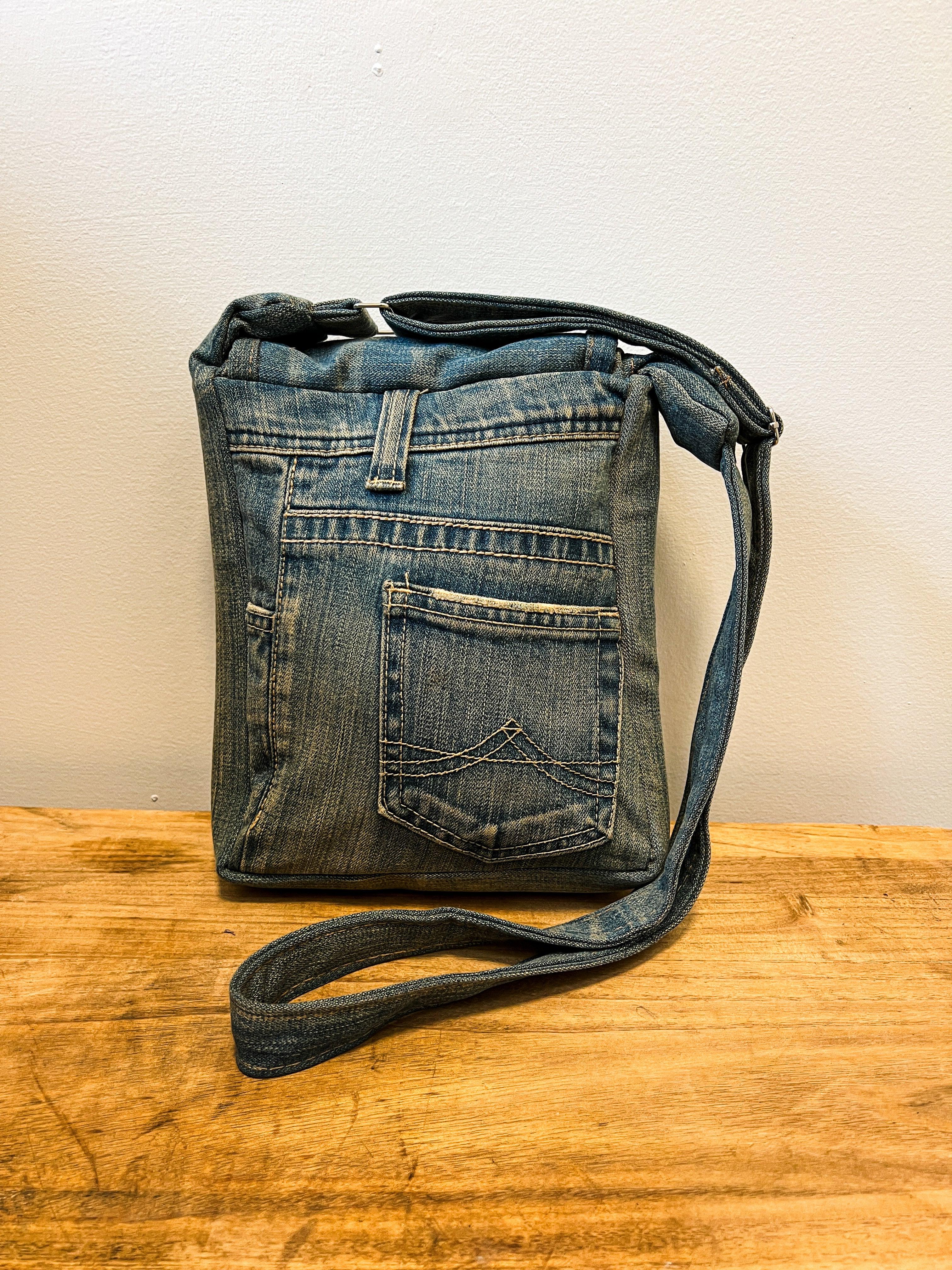 SALE. Upcycled jeans, eco friendly bag, purse. Ladies denim bag, hand  finished, denim, decorated. Lined, with lots of pockets. – Tilly Lane  Treasures.