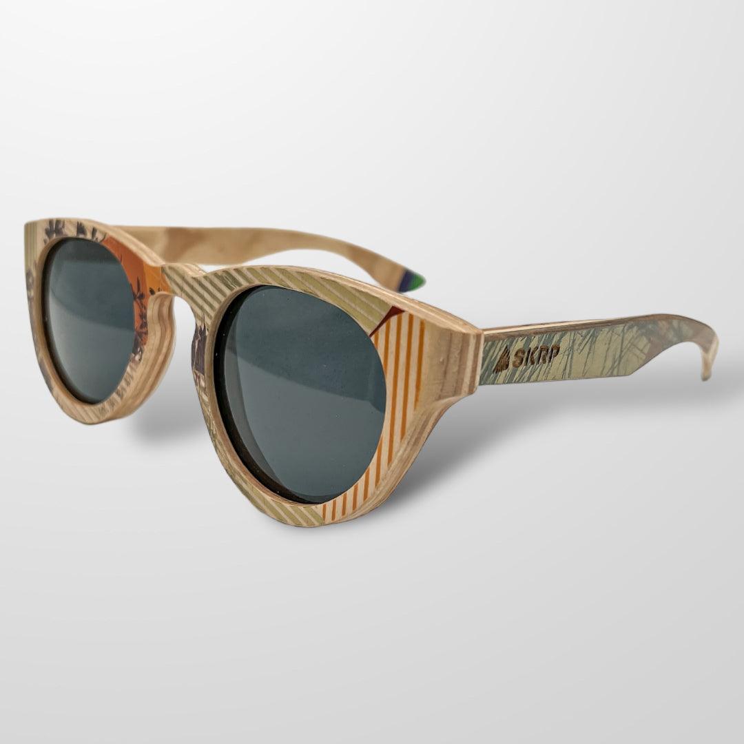 Upcycled Wooden Skateboard Sunglasses - Round - Upcycleco 