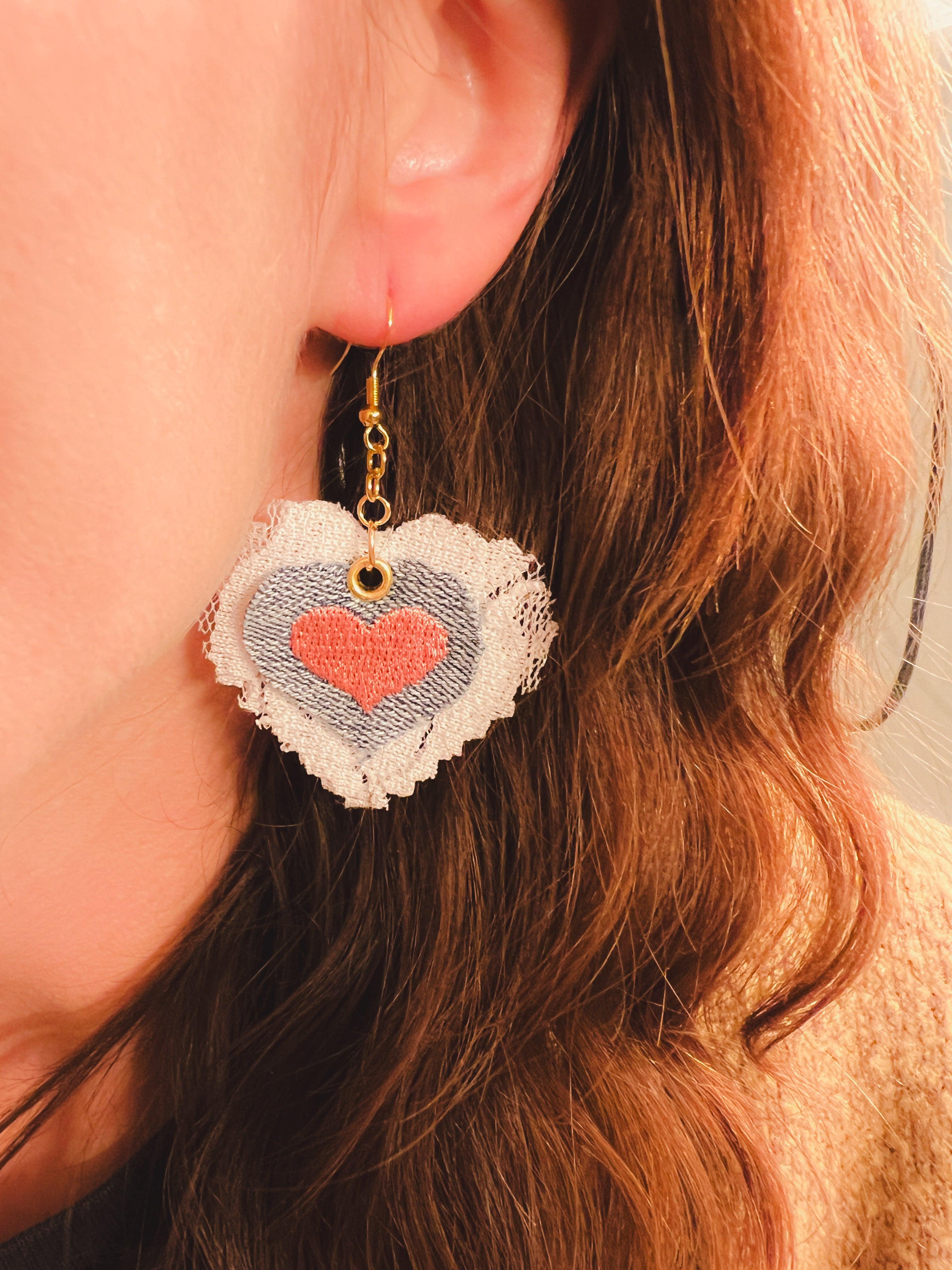 Heart - Scrap Fabric Earrings