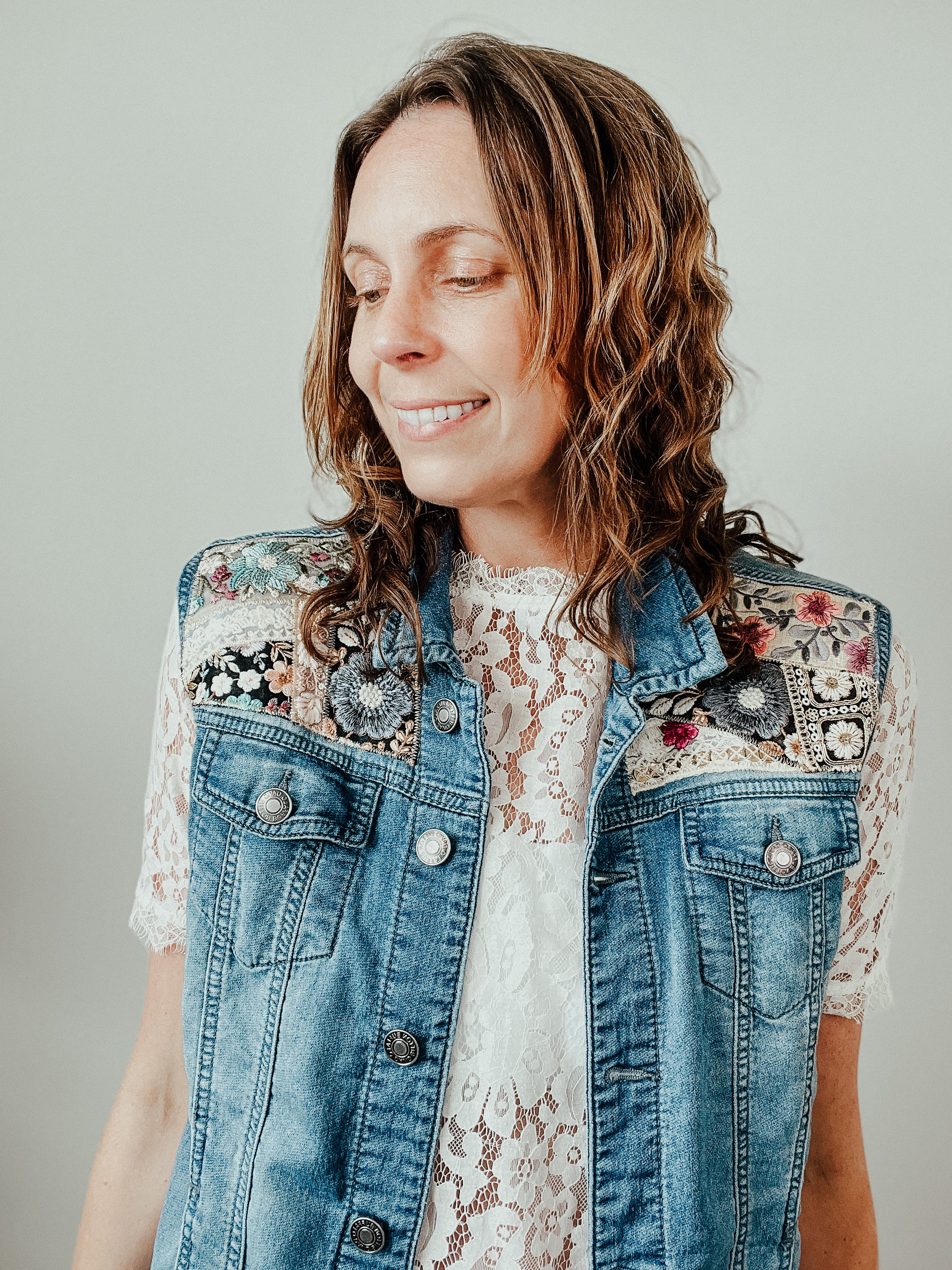 Denim Vest Embroidery- Large
