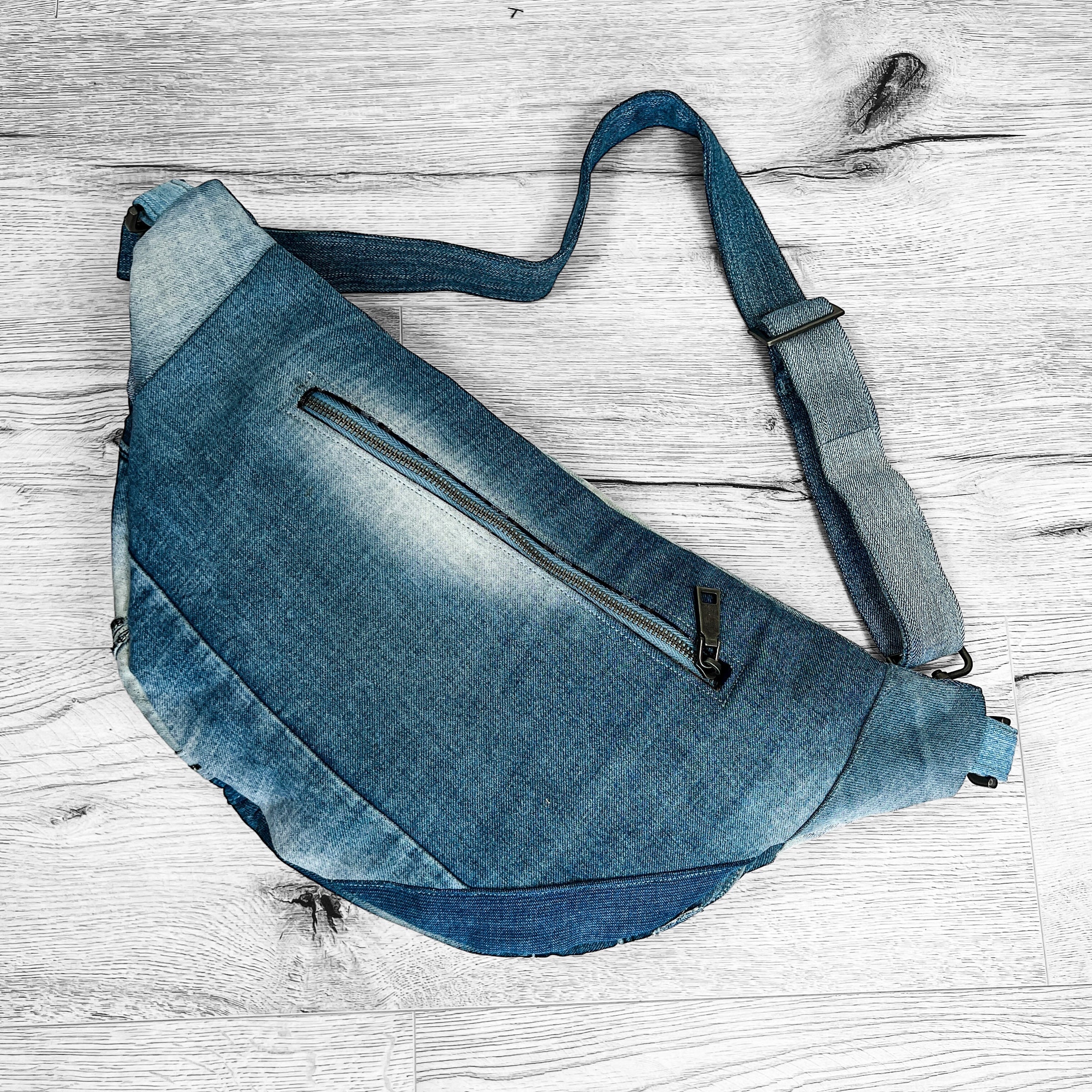 Denim Sling Bag Crossbody Bag XL