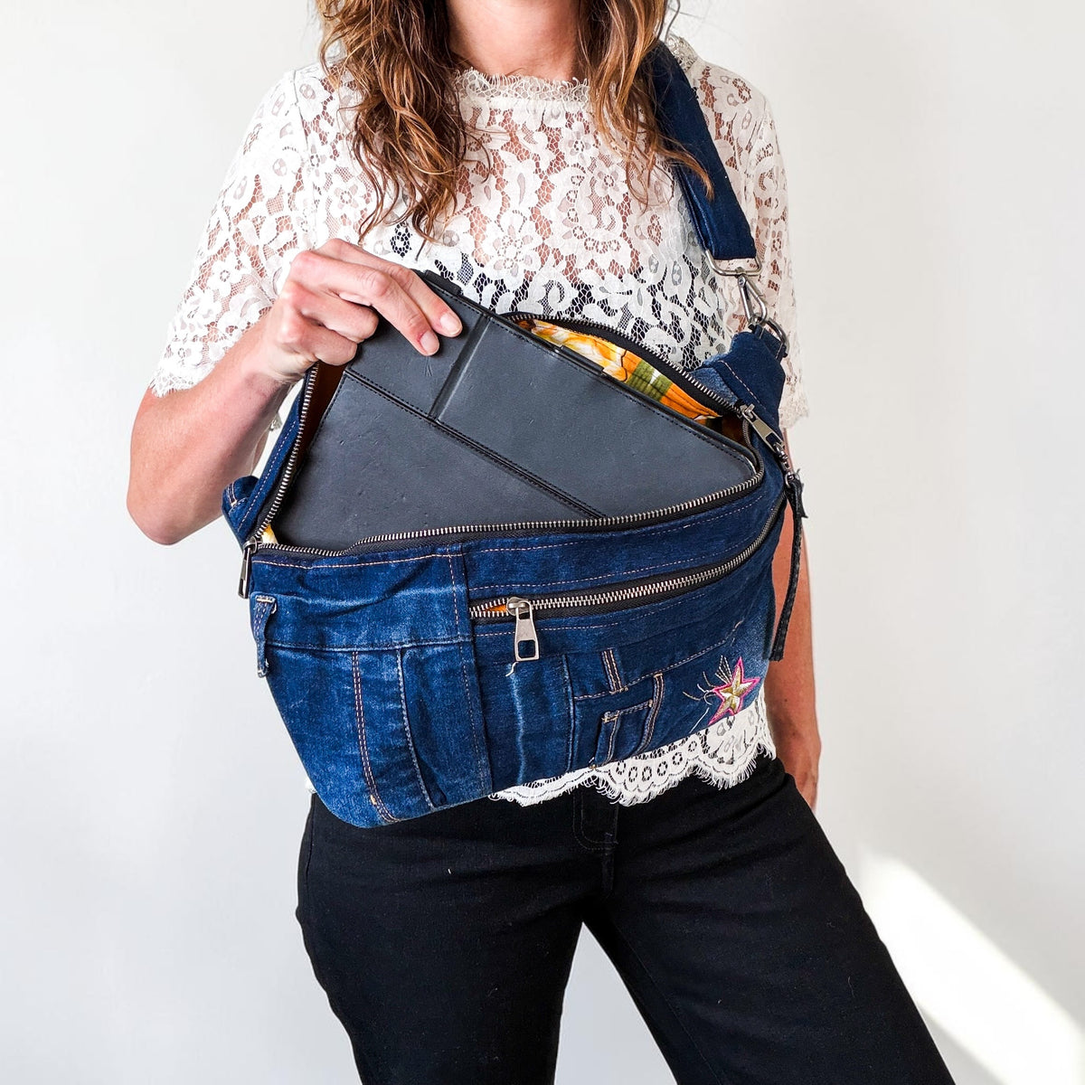 Denim Sling Bag XL