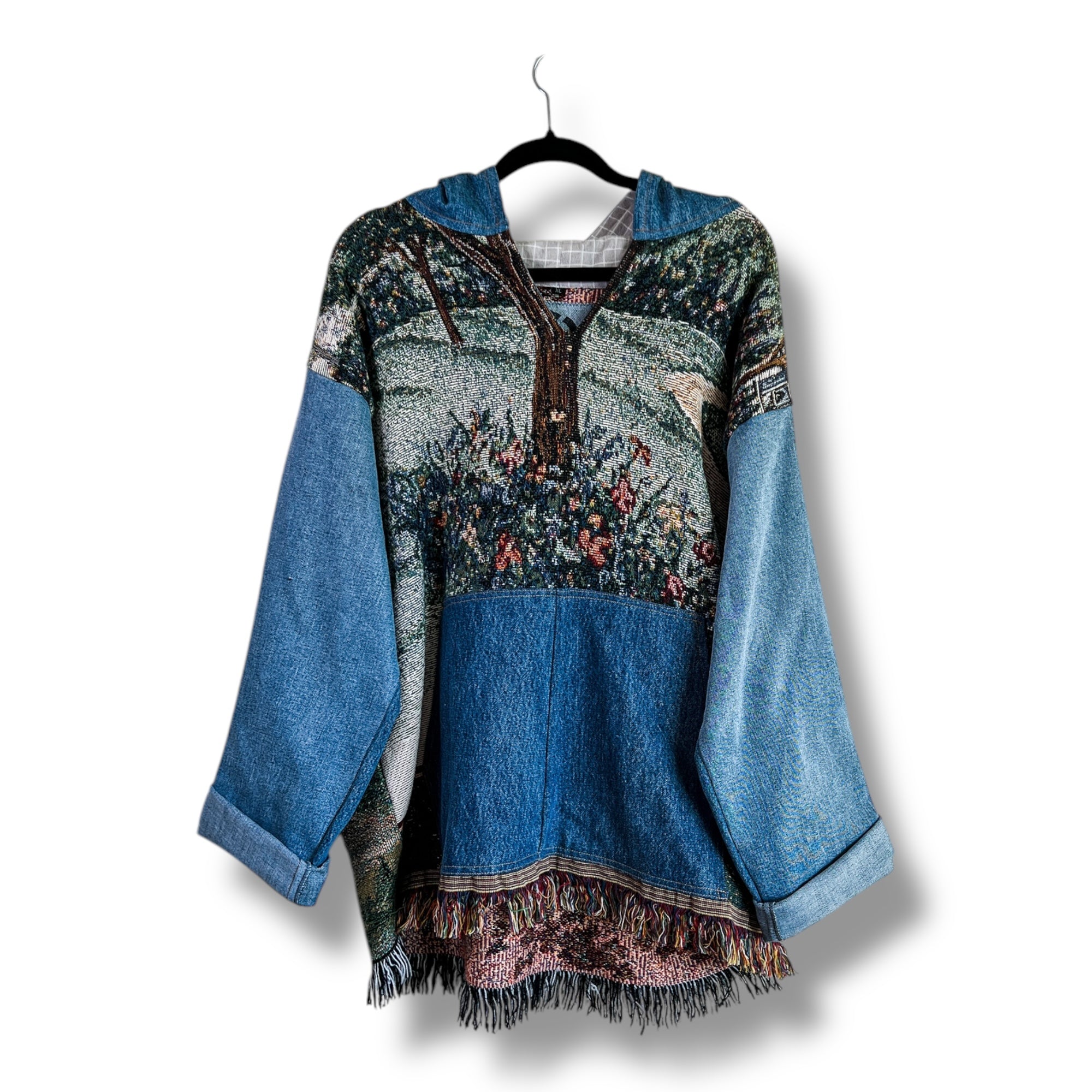 Denim Tapestry Hoodie - XL Unisex