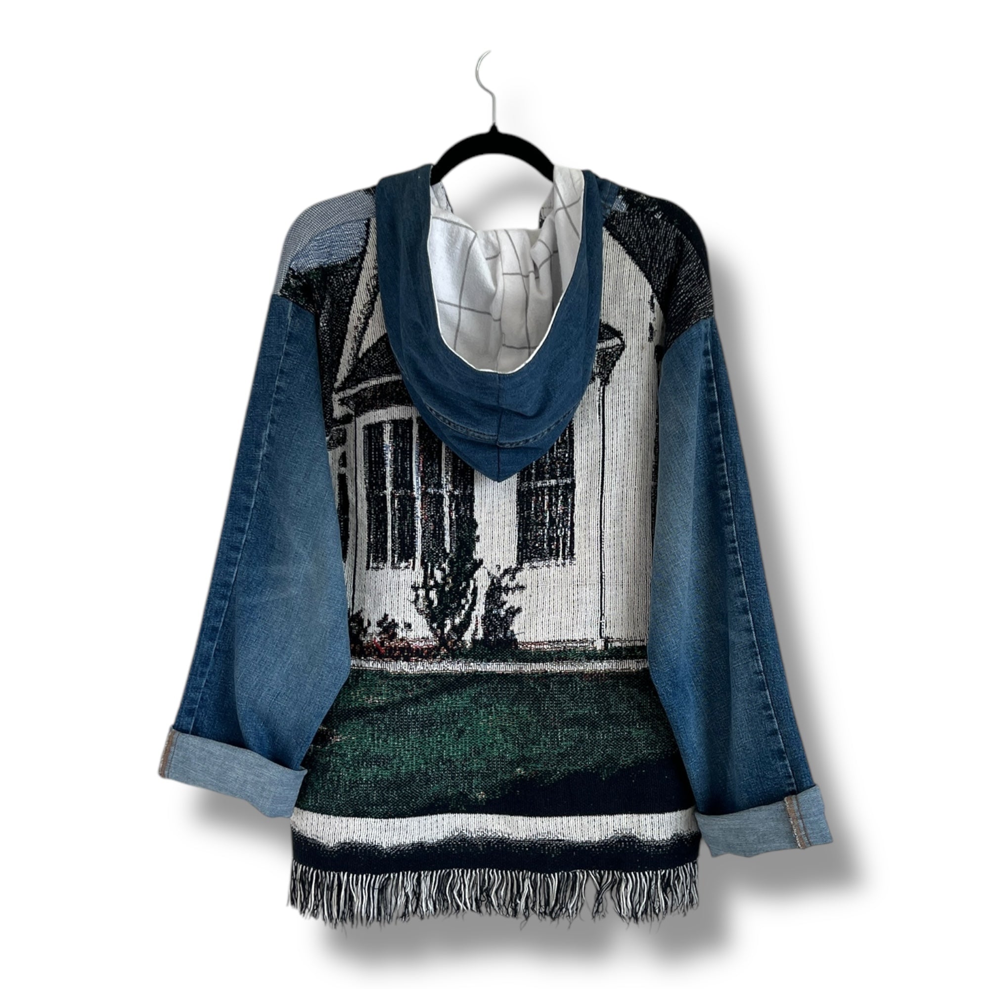 Denim Tapestry Hoodie - Small Unisex