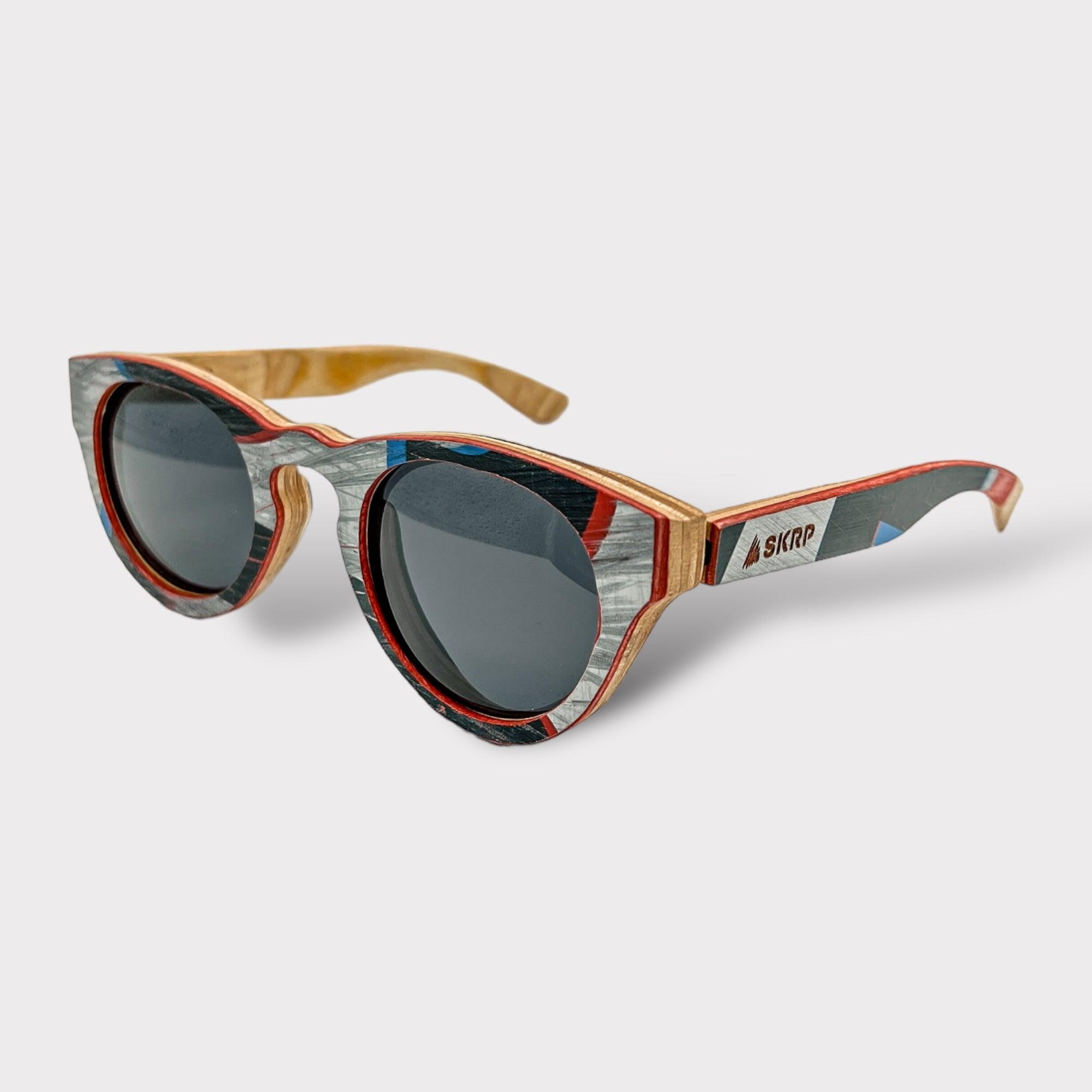 Upcycled Wooden Skateboard Sunglasses - Round - Upcycleco 
