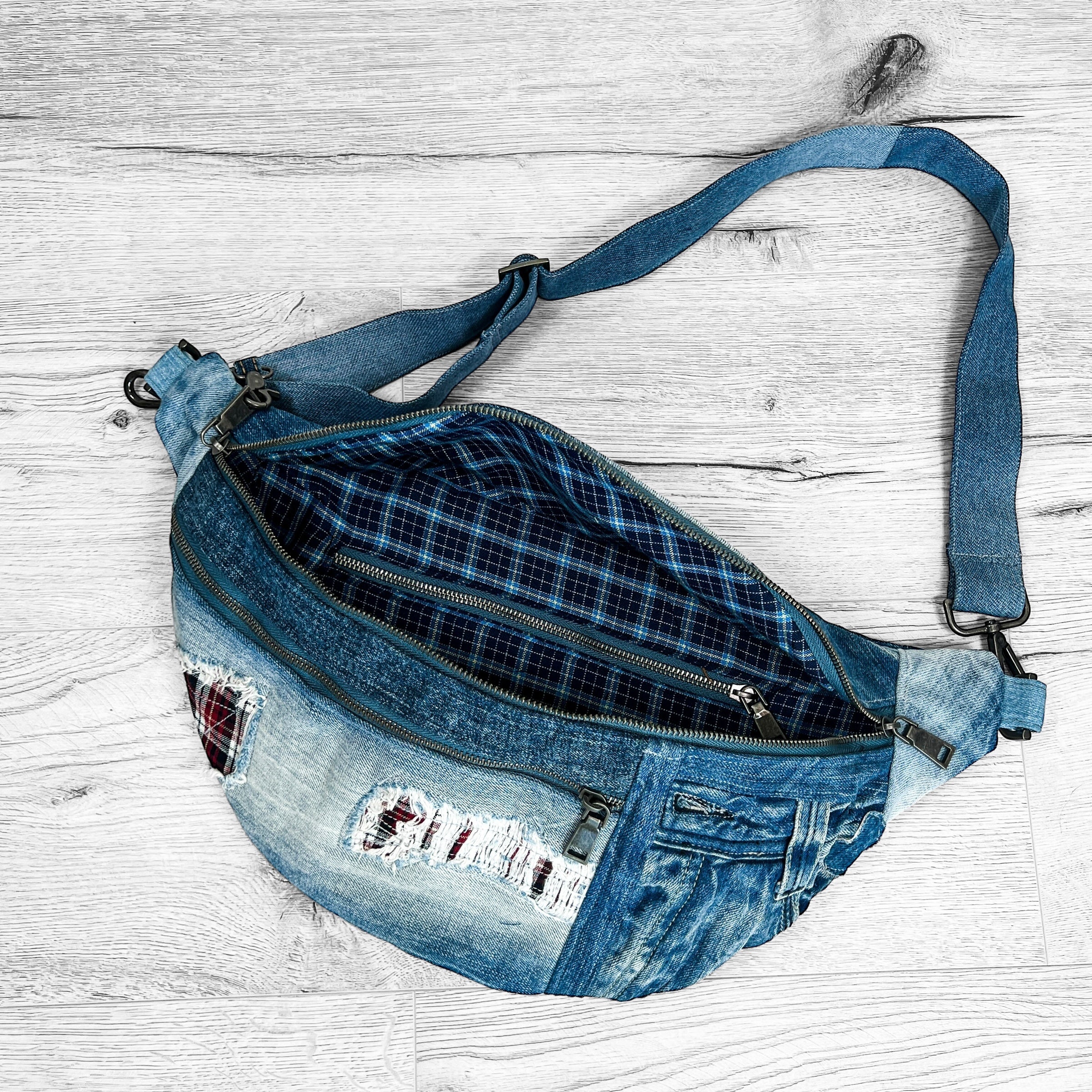 Denim Sling Bag Crossbody Bag XL