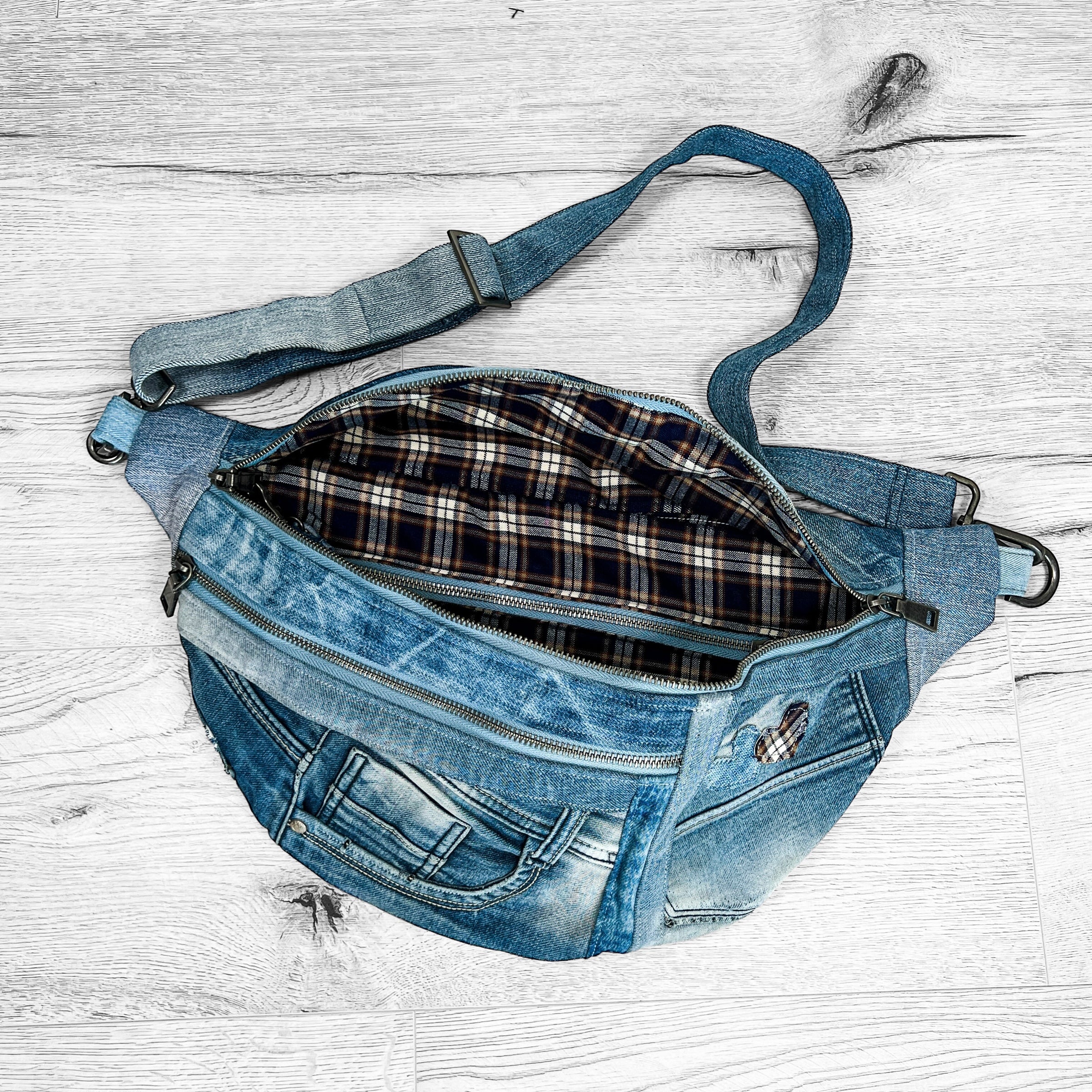Denim Sling Bag Crossbody Bag XL