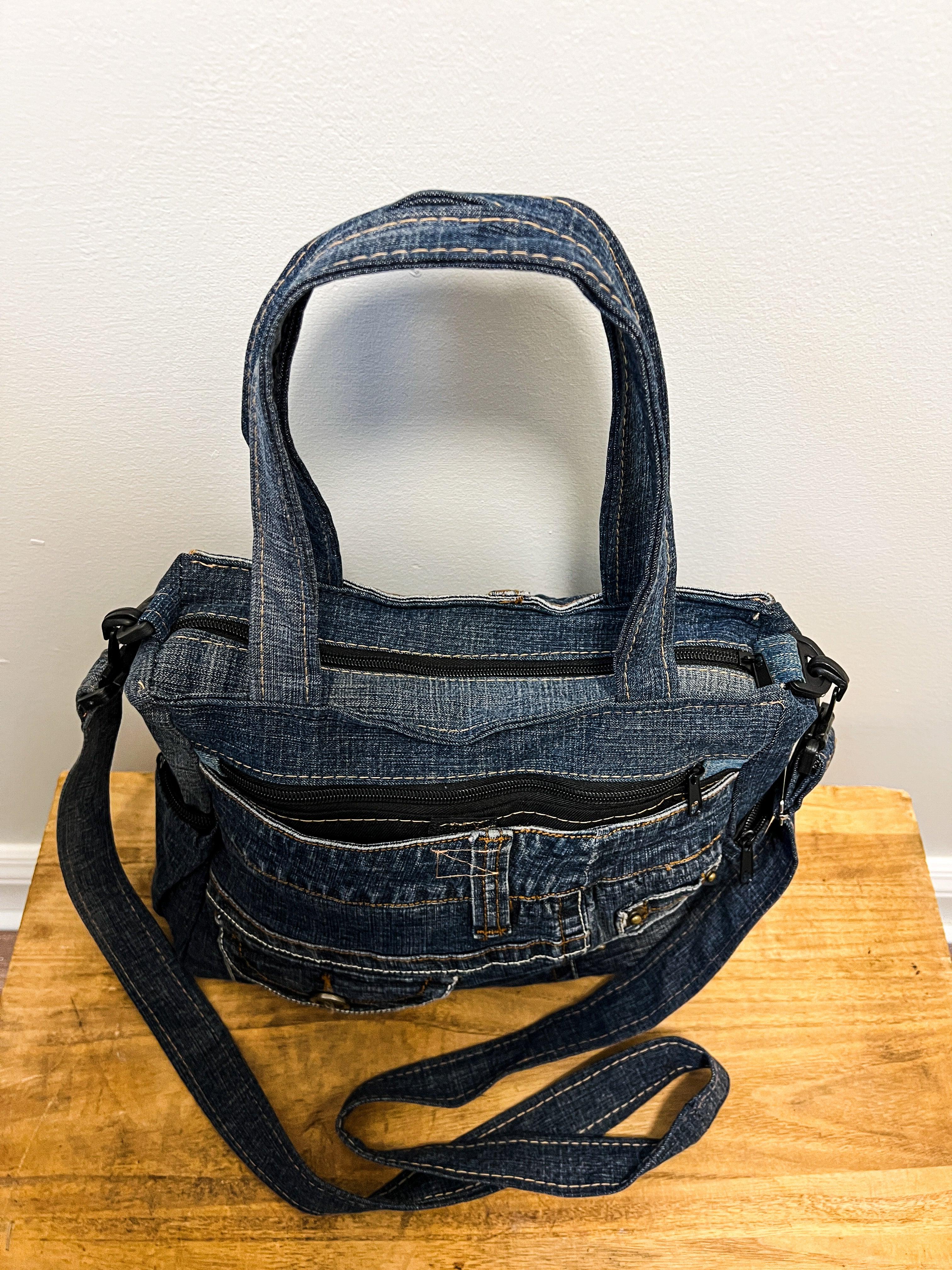 Levis Vintage Upcycled Blue Jeans Denim Purse Tote Bag Handbag with Bling |  eBay