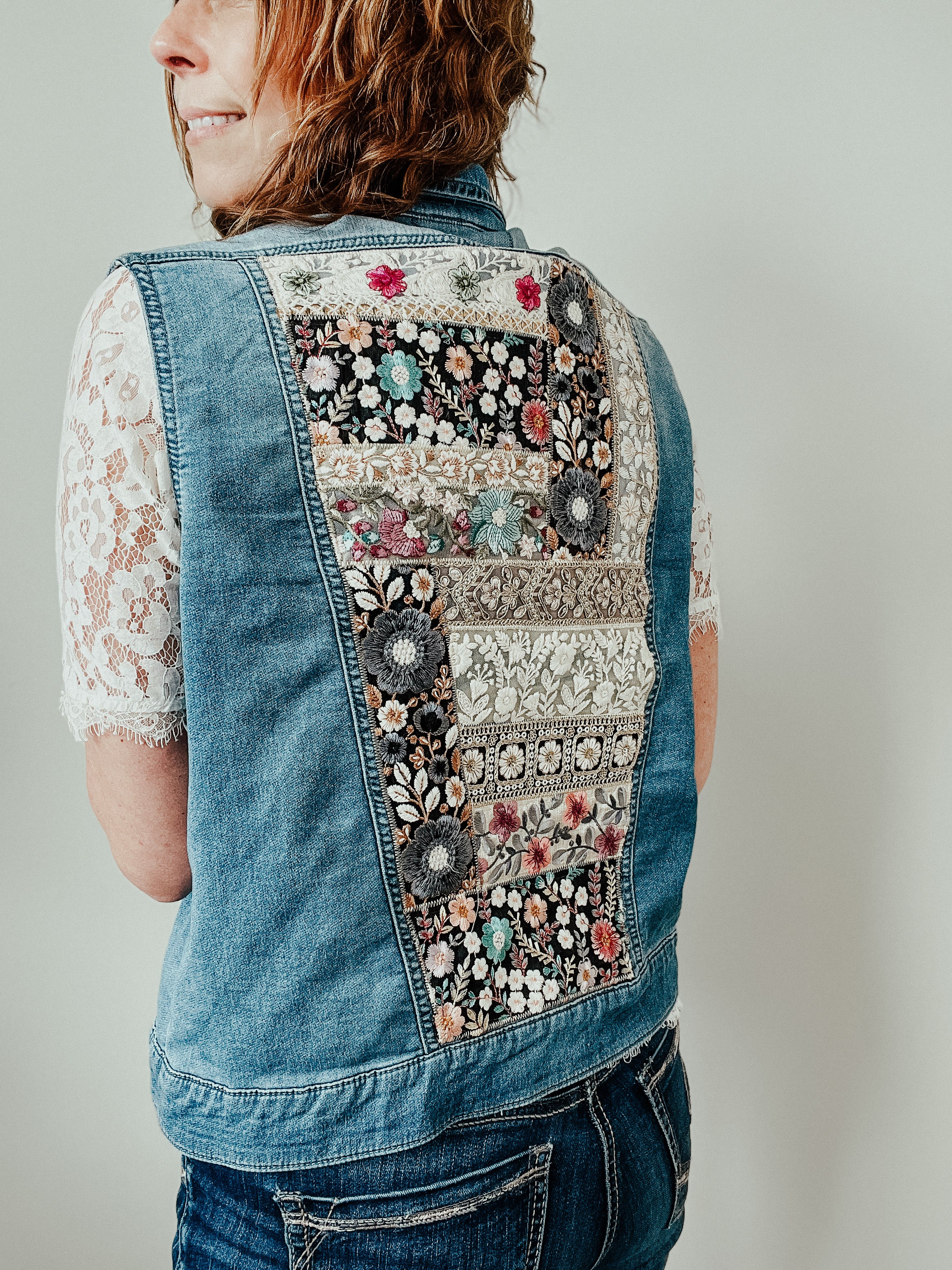 Denim Vest Embroidery- Large