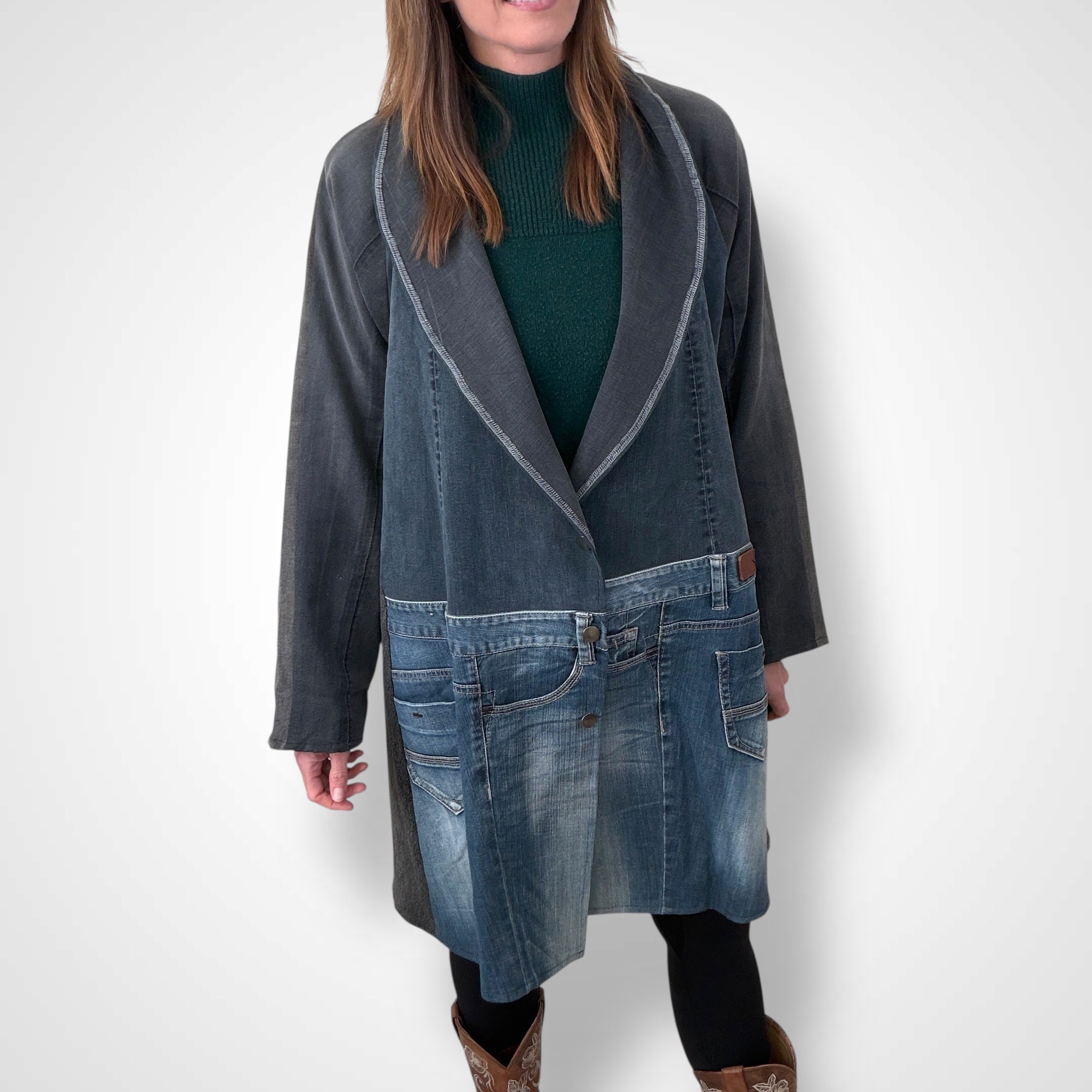 Denim Long Jacket - Oversized