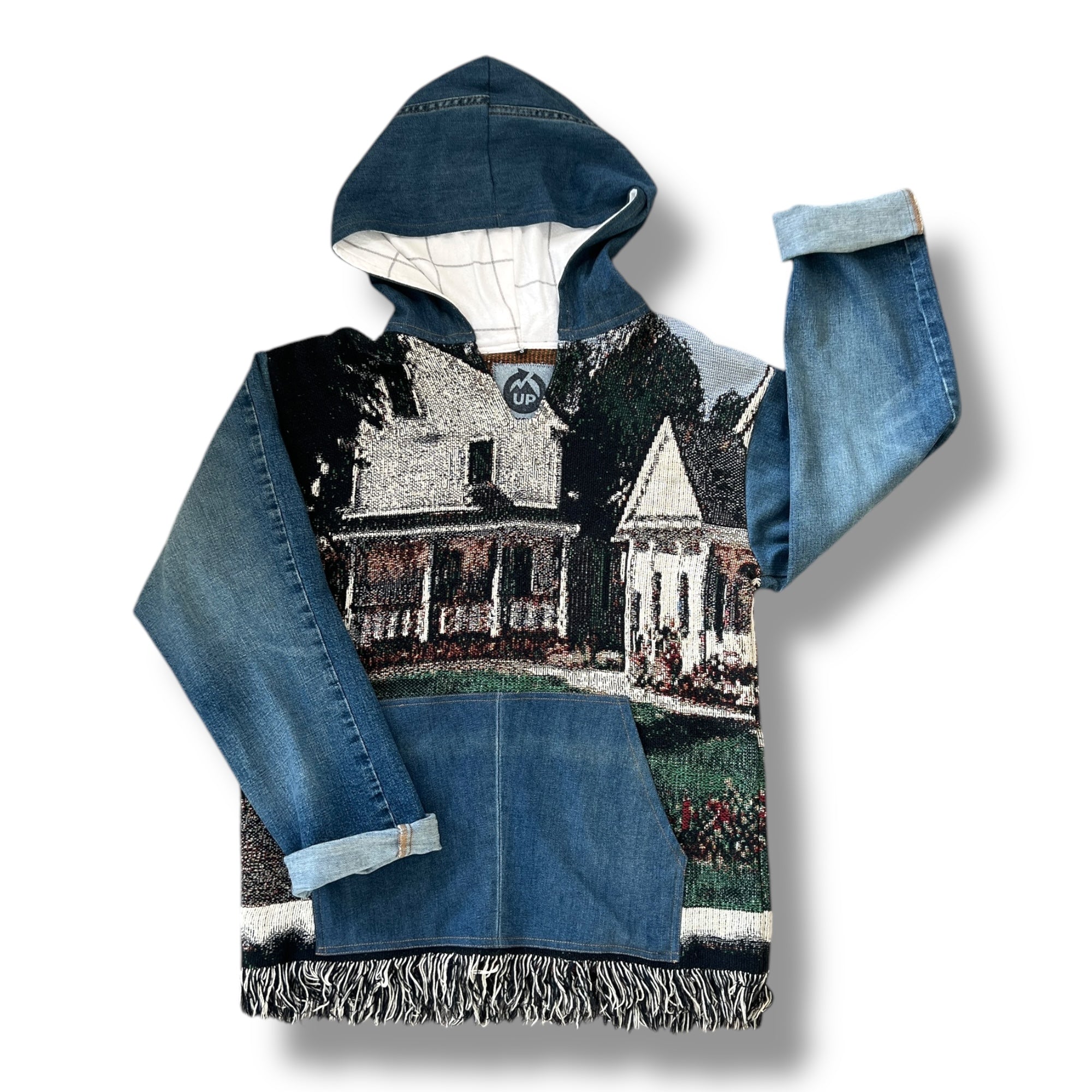 Denim Tapestry Hoodie - Small Unisex