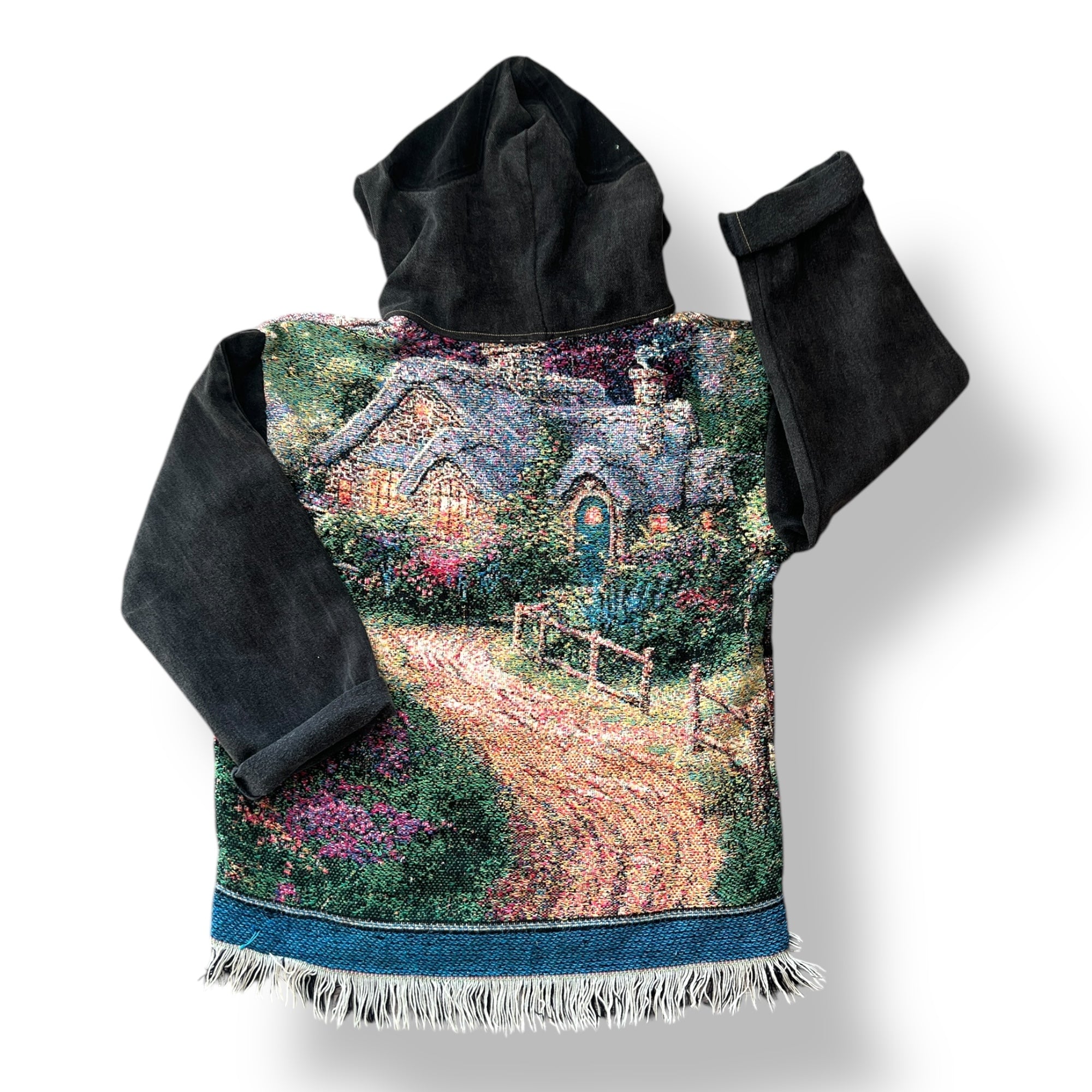 Denim Tapestry Hoodie - Large Unisex