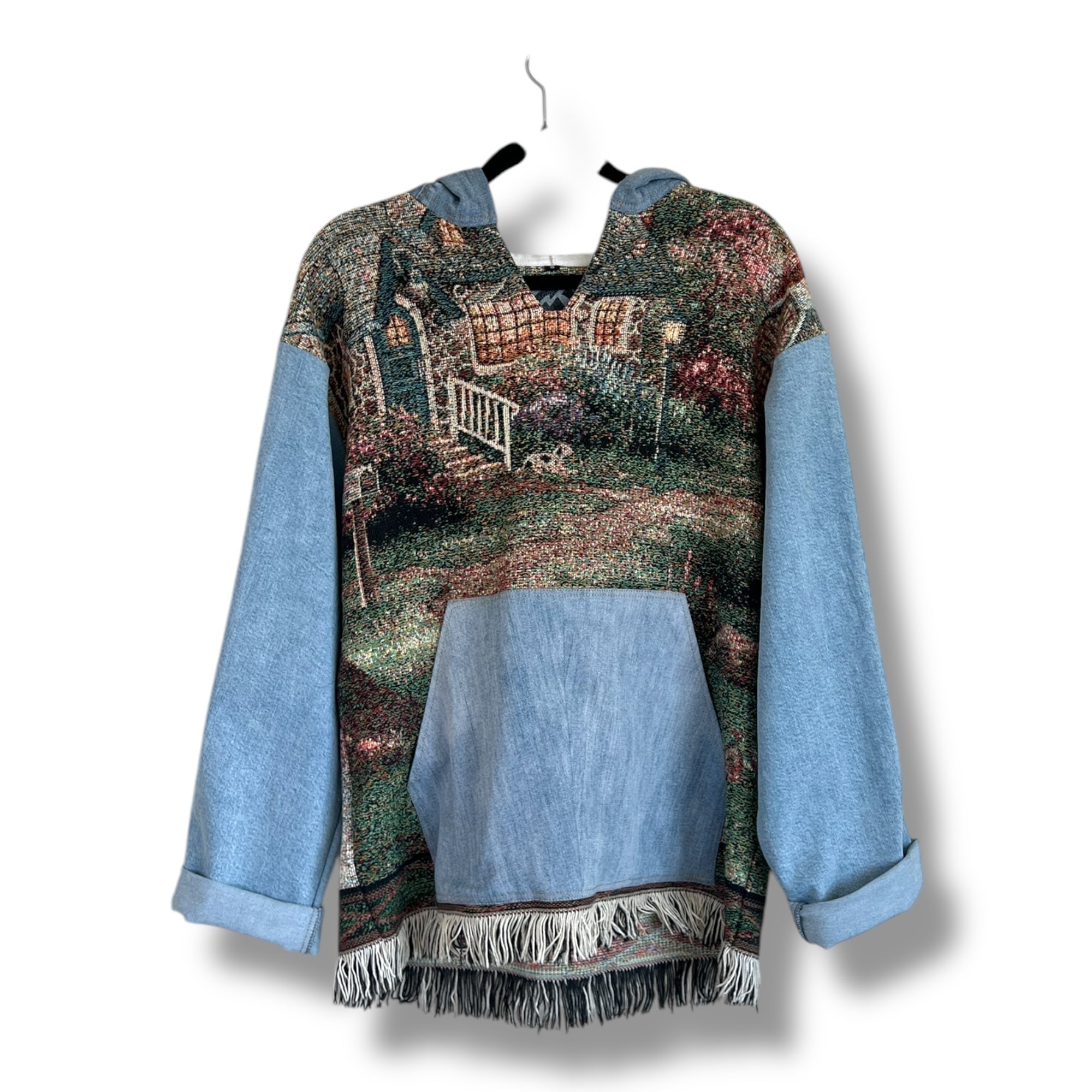 Denim Tapestry Hoodie - Small Unisex