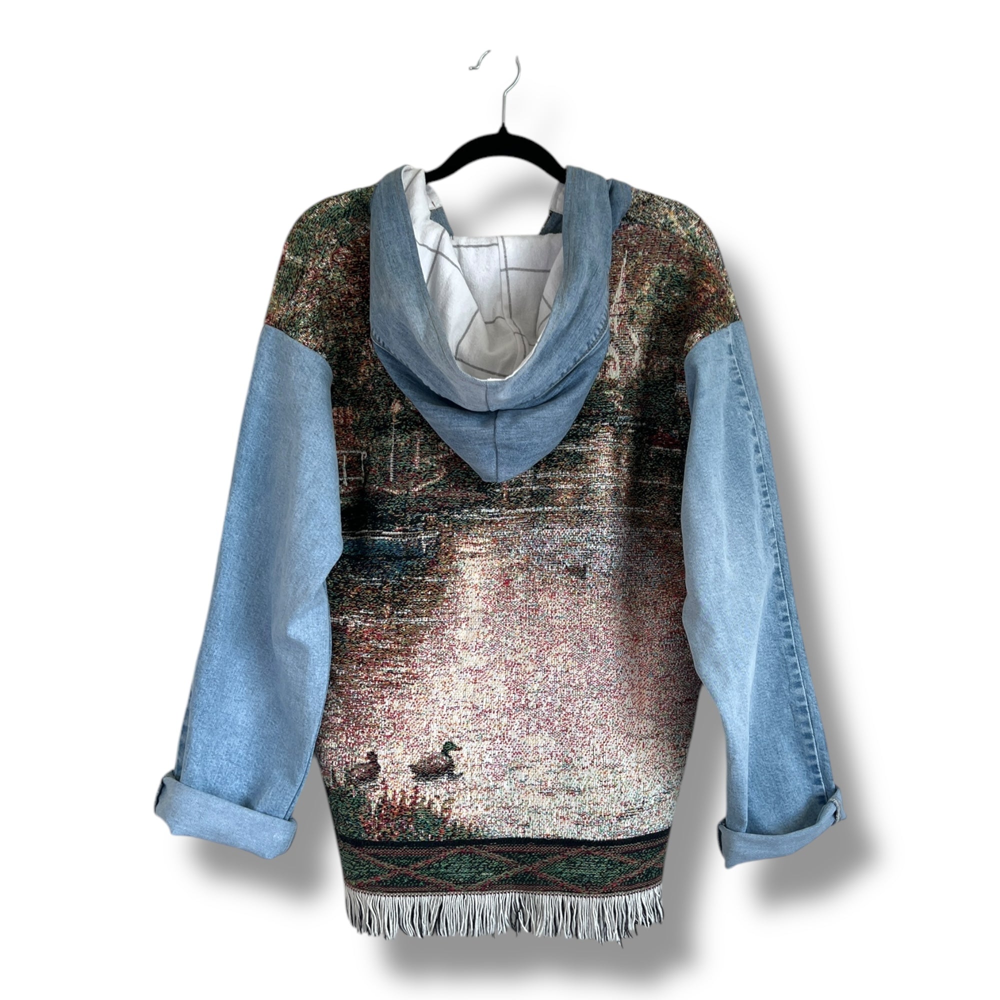 Denim Tapestry Hoodie - Small Unisex