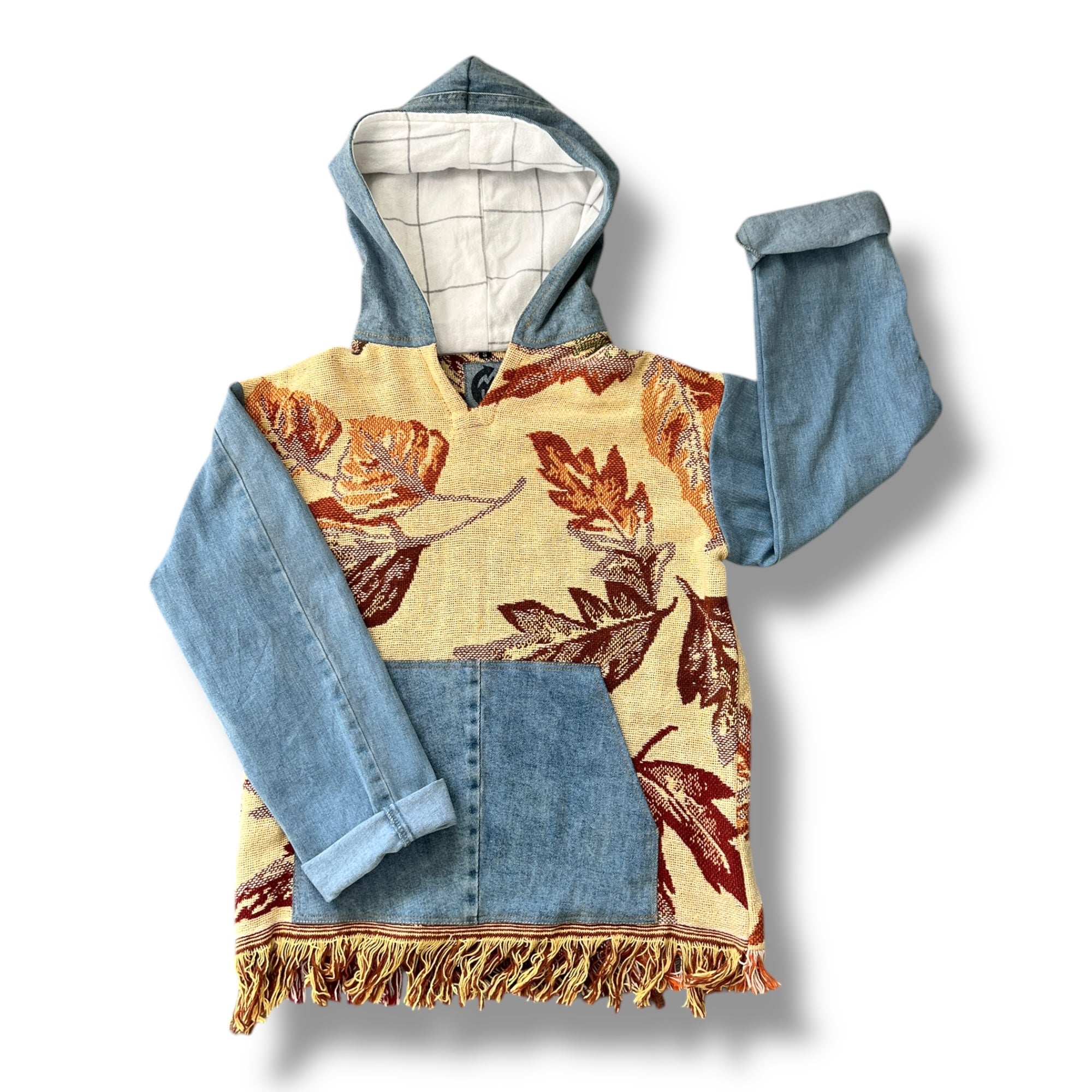 Denim Tapestry Hoodie - Small Unisex