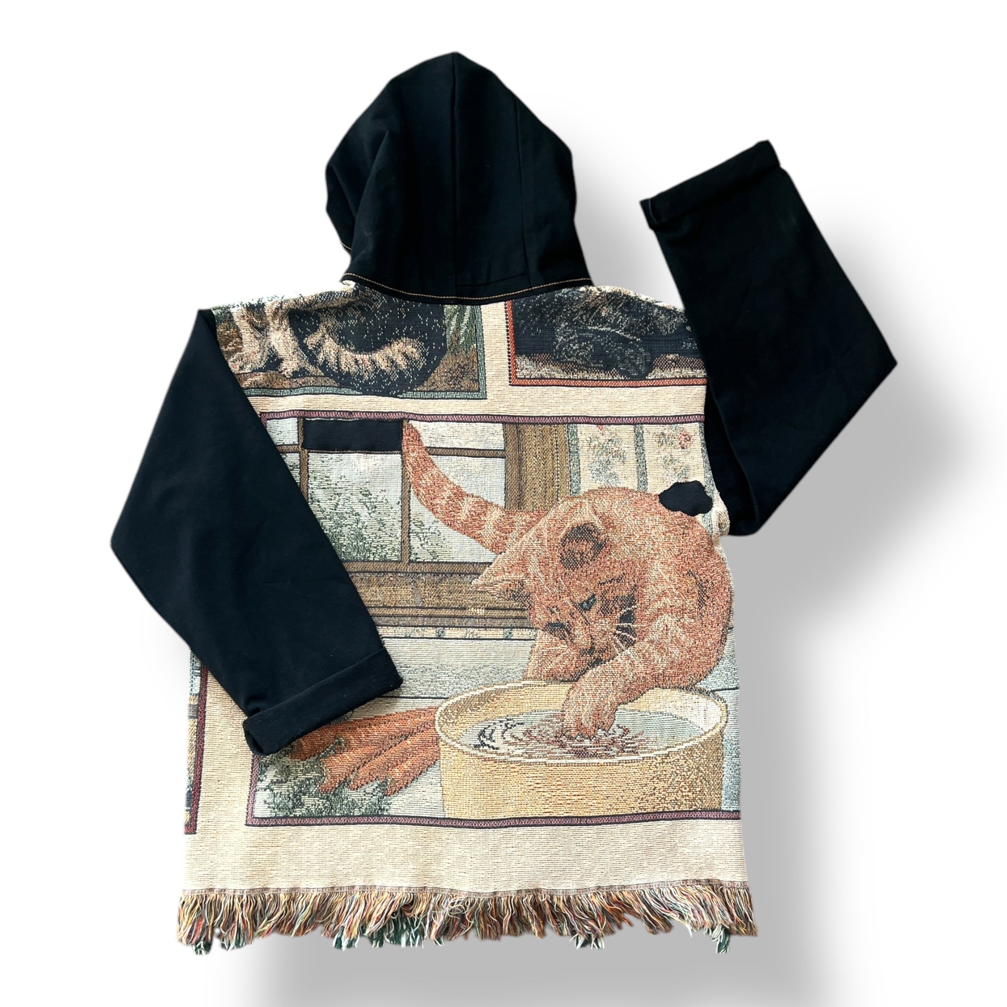 Denim Tapestry Hoodie - Large Unisex