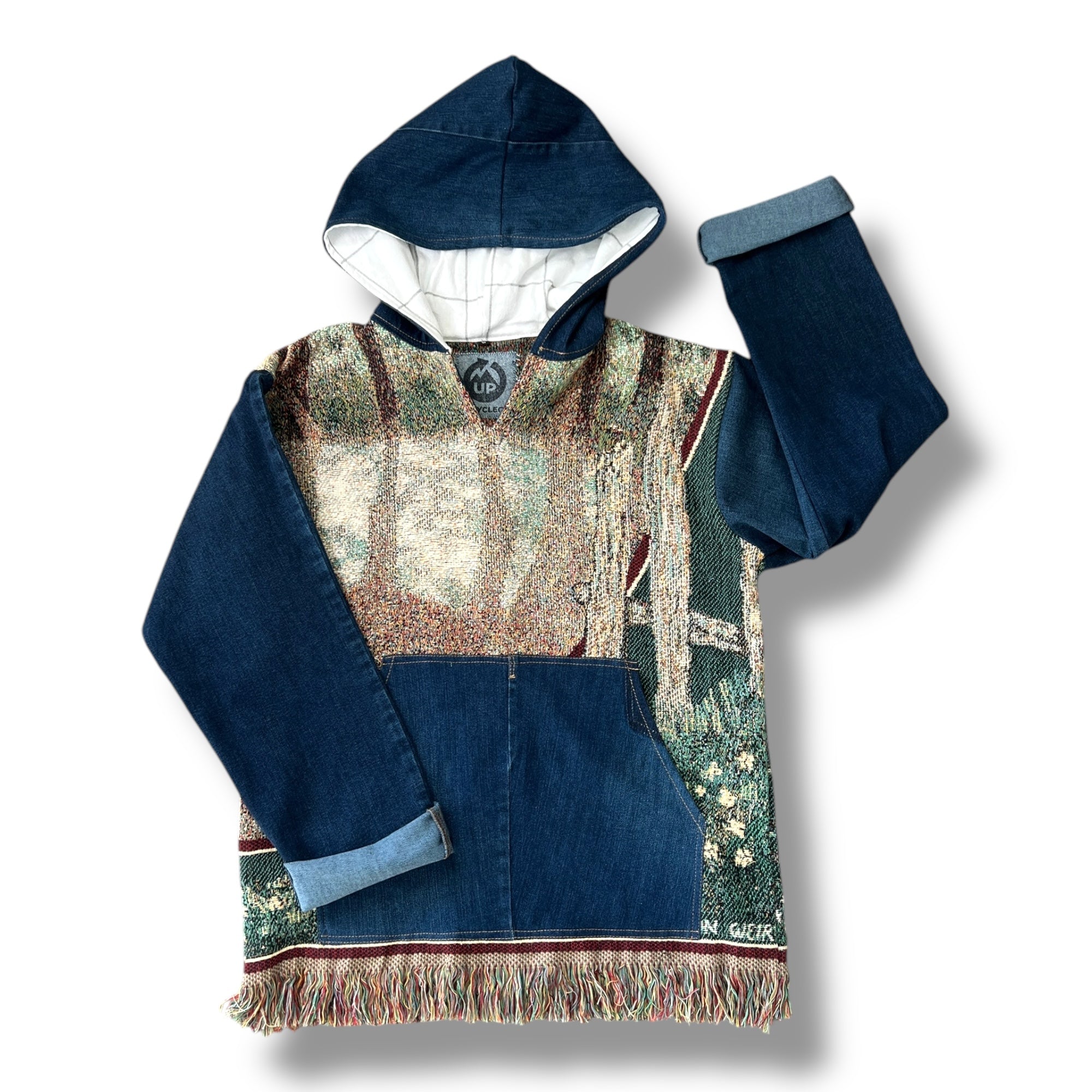 Denim Tapestry Hoodie - Small Unisex