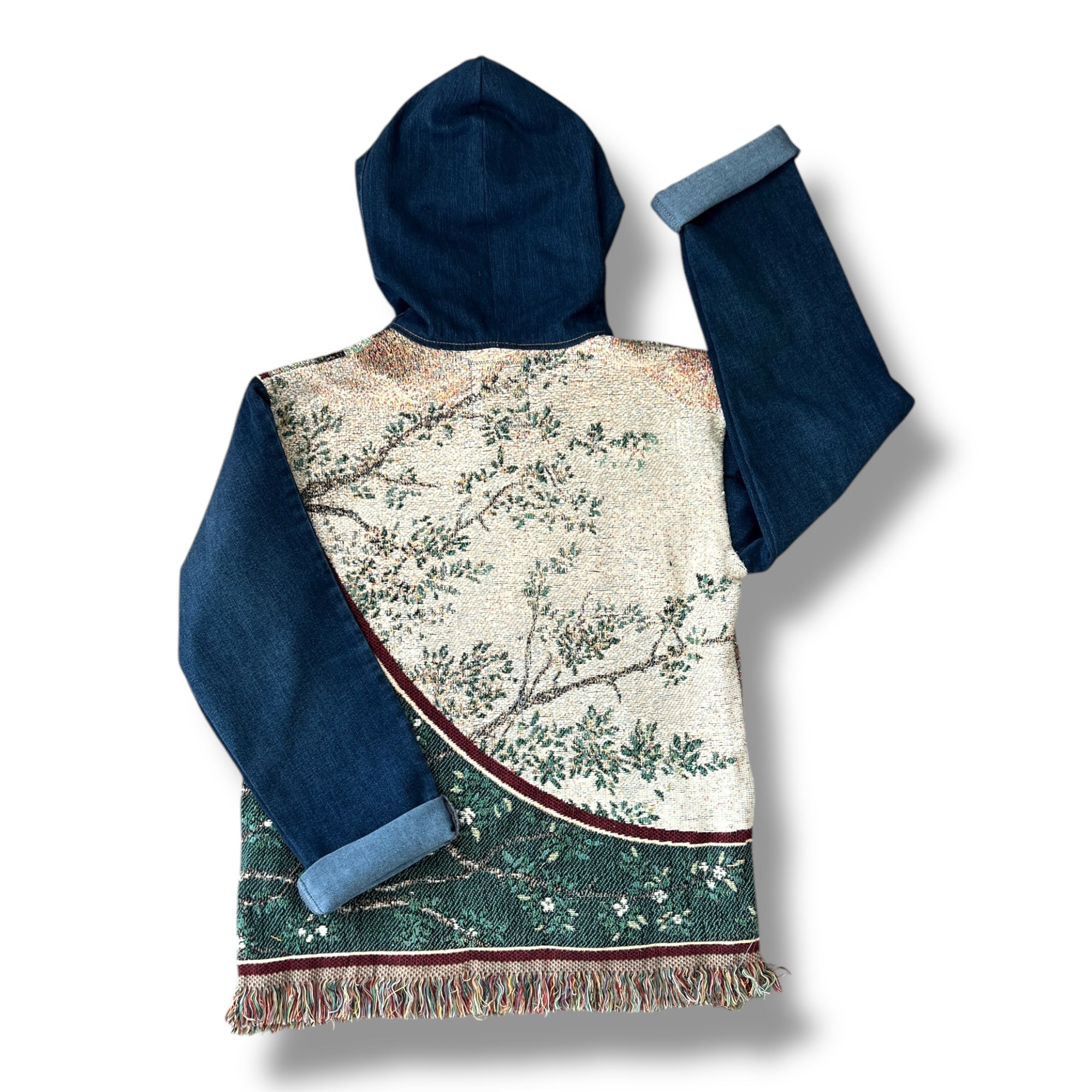 Denim Tapestry Hoodie - Small Unisex