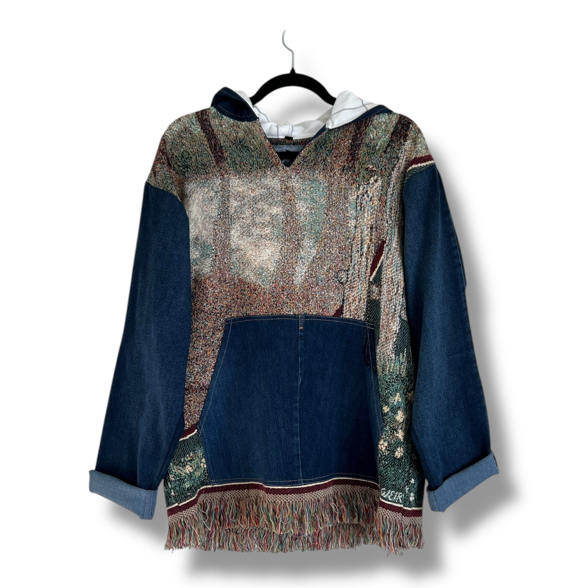 Denim Tapestry Hoodie - Small Unisex