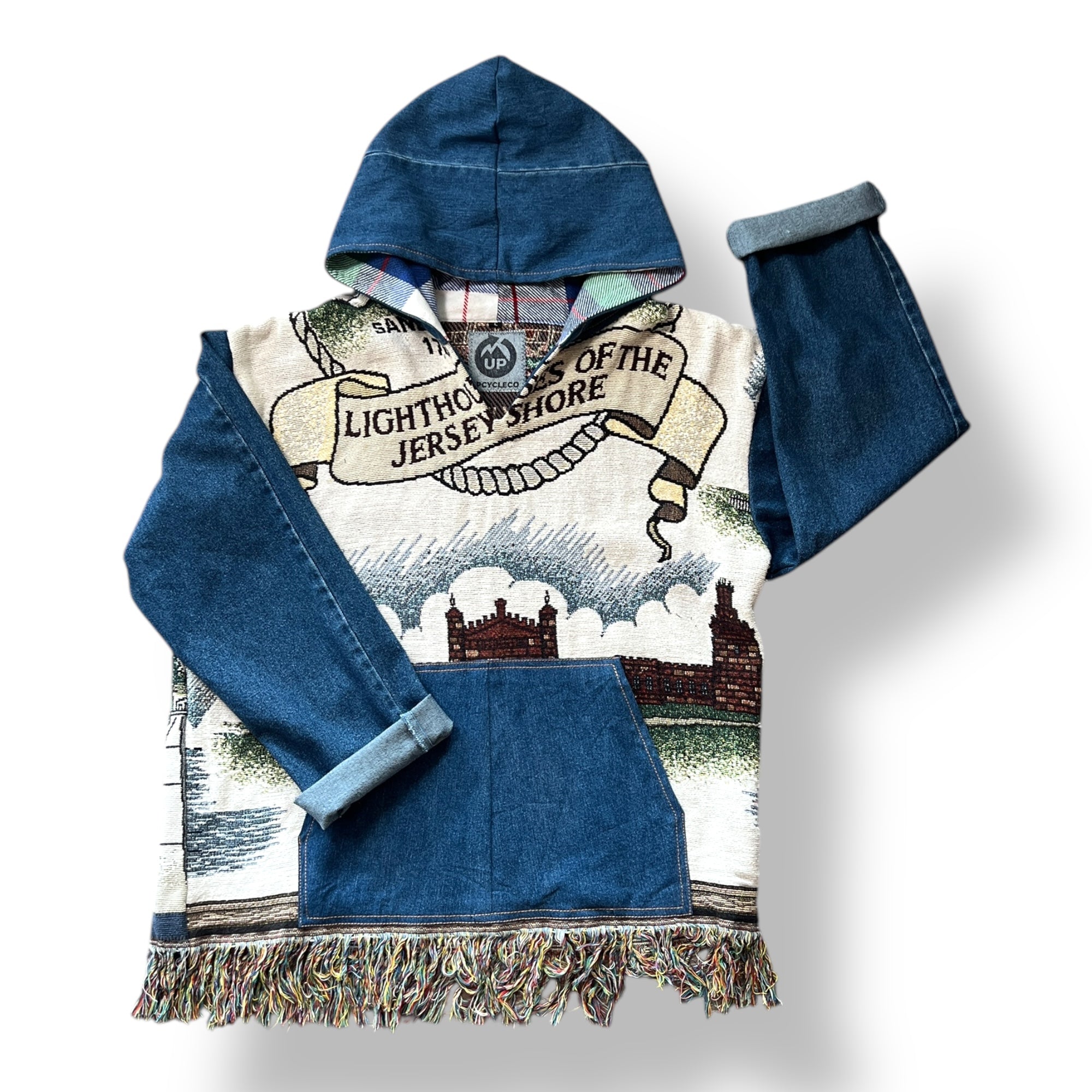 Denim Tapestry Hoodie - Large Unisex