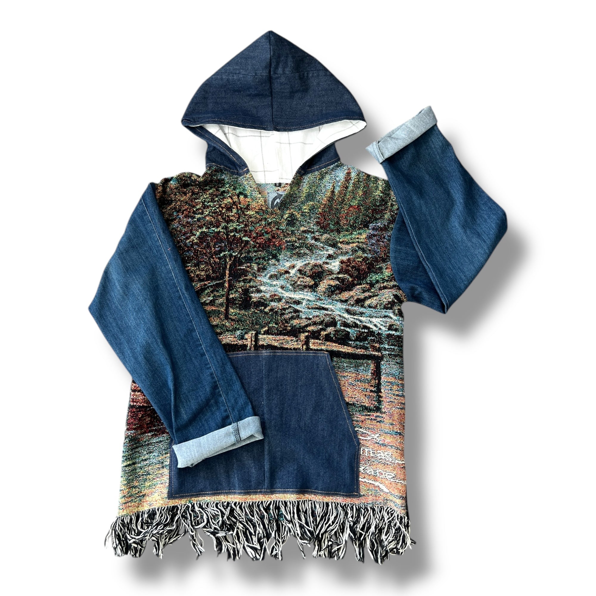 Denim Tapestry Hoodie - Small Unisex