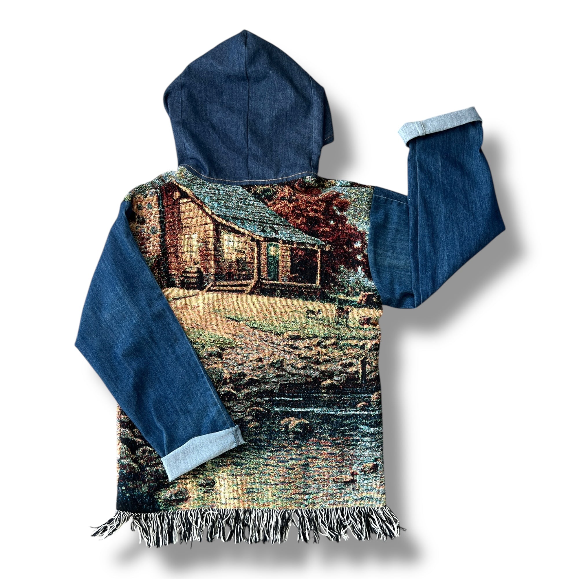 Denim Tapestry Hoodie - Small Unisex