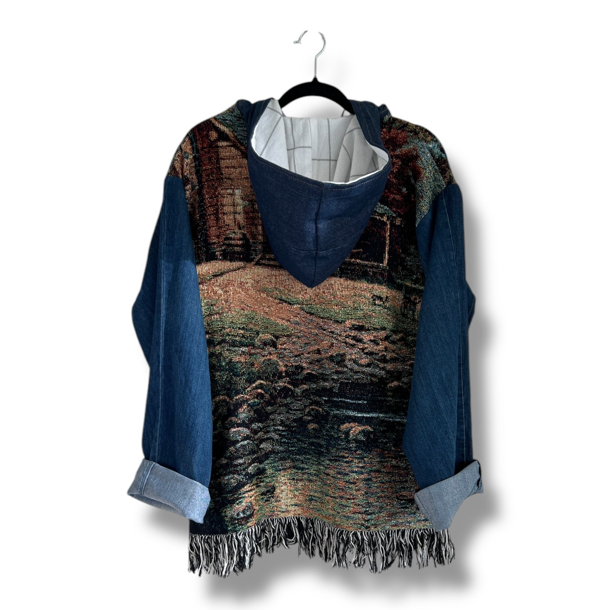 Denim Tapestry Hoodie - Small Unisex