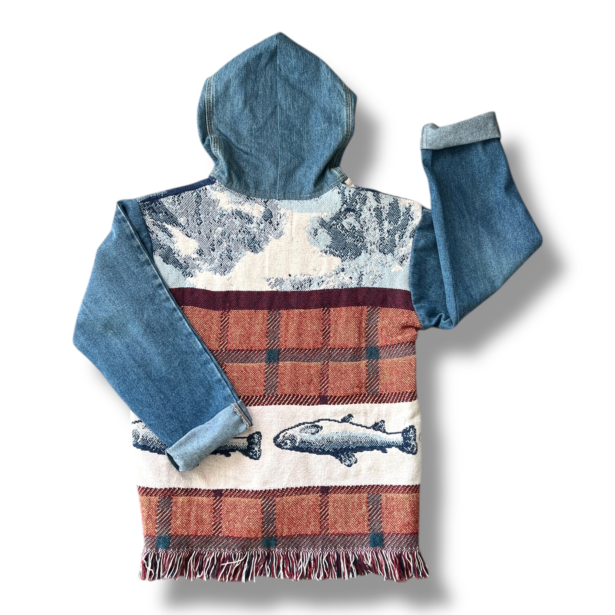 Denim Tapestry Hoodie - Small Unisex