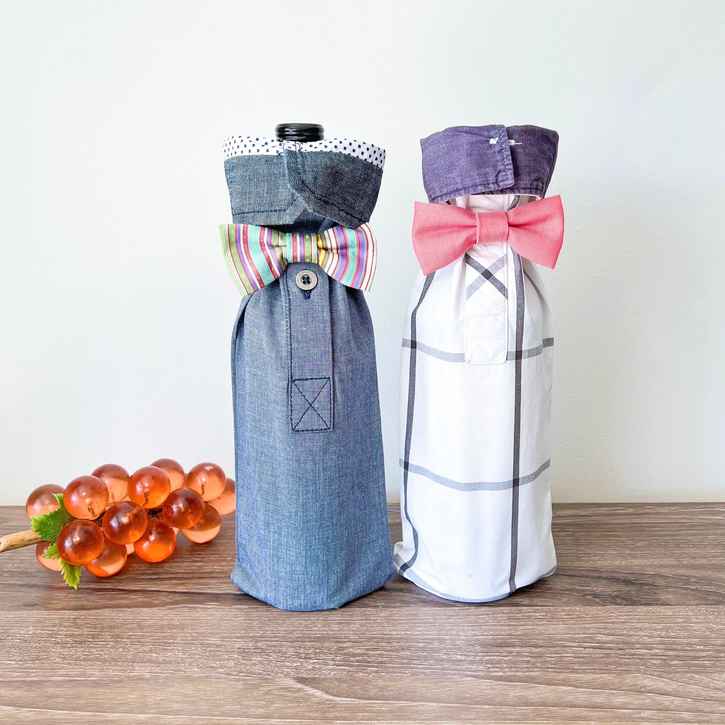 Reusable Wine Bags, Crafted from Dress Shirts for Eco-Friendly Sustainable Design