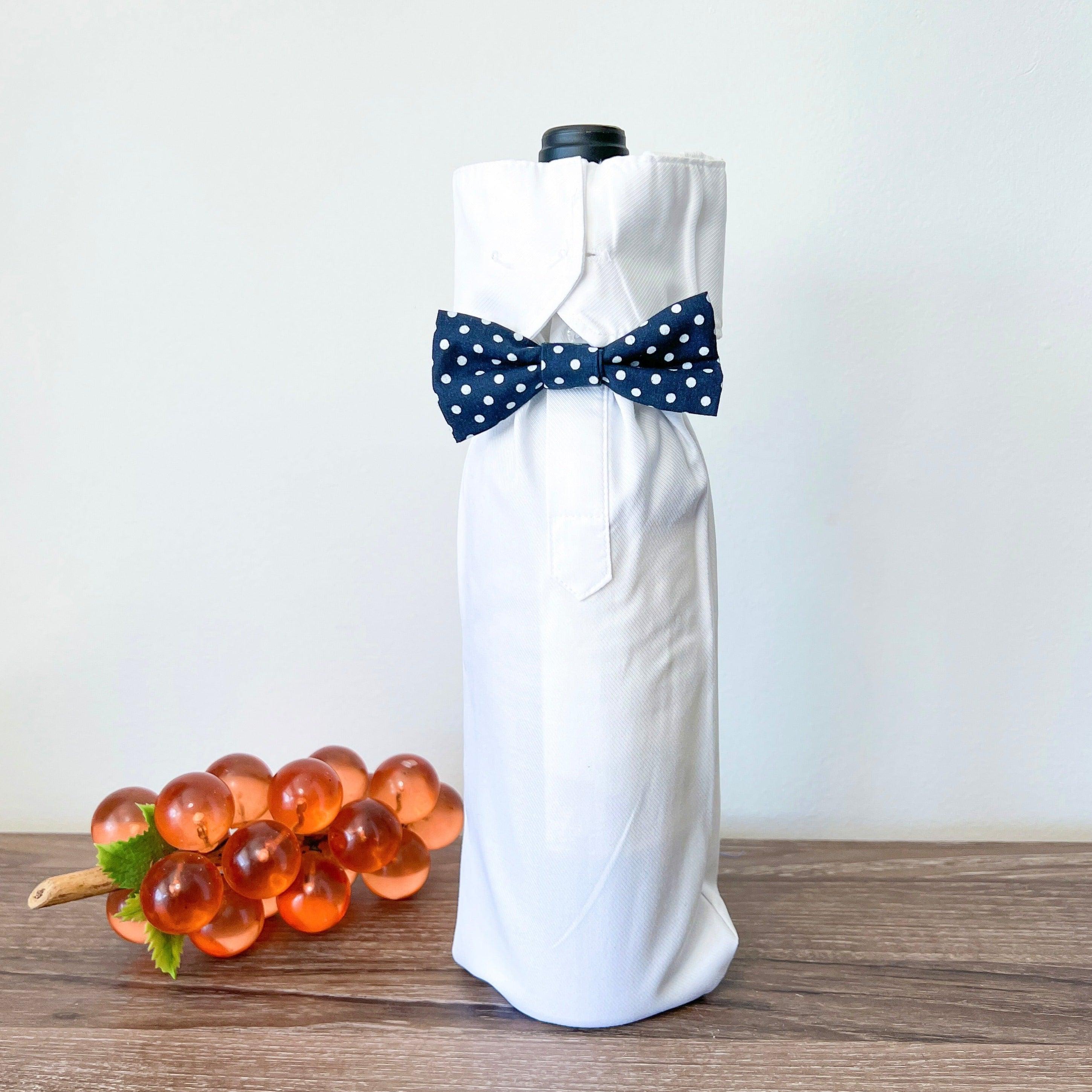 Reusable Wine Bags, Crafted from Dress Shirts for Eco-Friendly Sustainable Design. Set of 2.