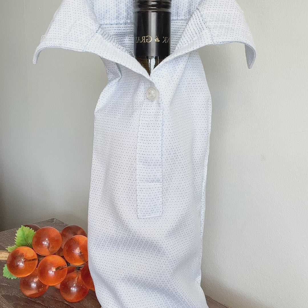 Reusable Wine Bags, Crafted from Dress Shirts for Eco-Friendly Sustainable Design Set of 2.