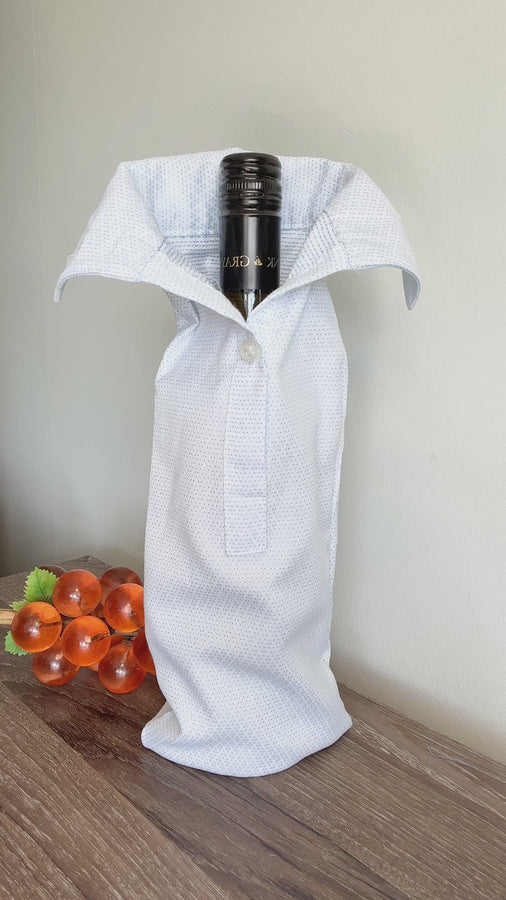 Reusable Wine Bags, Crafted from Dress Shirts for Eco-Friendly Sustainable Design Set of 2.