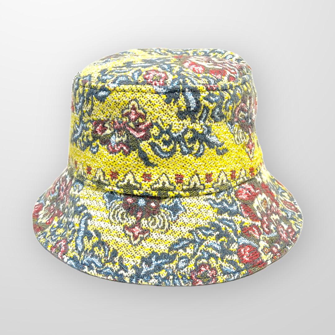 Upcycle Bucket Hat from repurposed textiles. Ethical fashion. Affordable sustainable clothing.