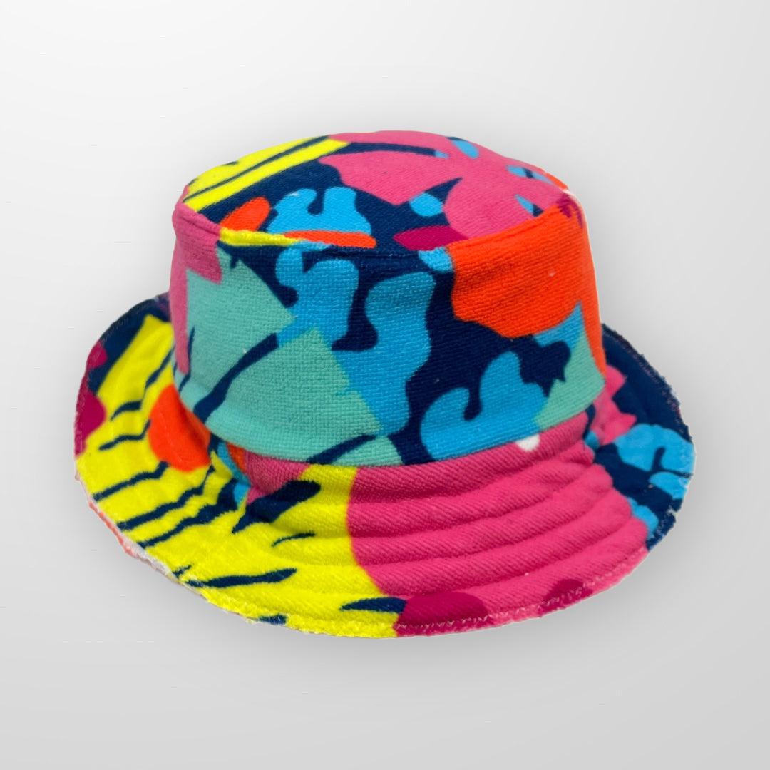 Beach Bucket Hat upcycled from repurposed towels. Eco-friendly sustainable hats.